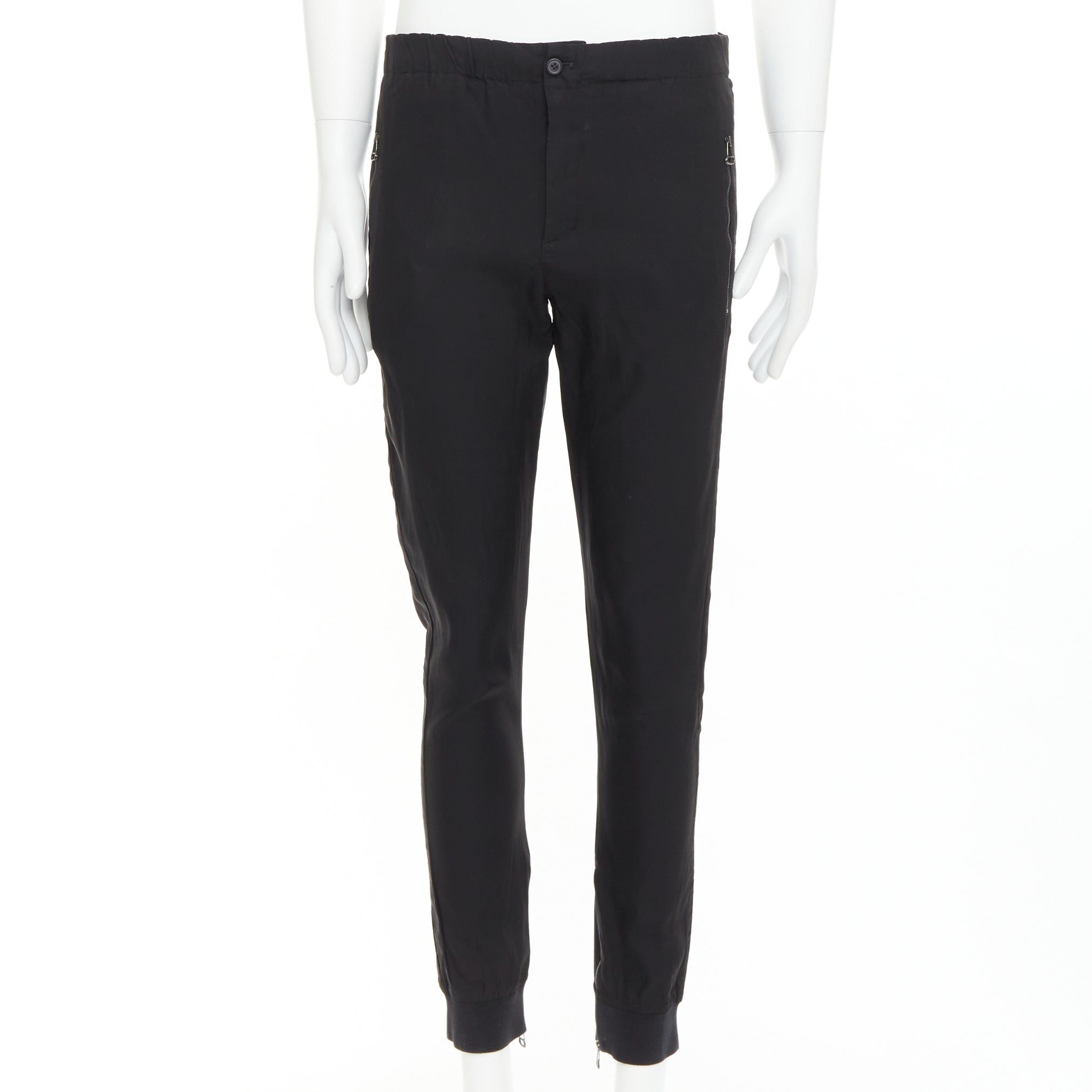 Lanvin LANVIN black silver zip pocket mid waist tapered jogger pants FR46 S Size US 28 / EU 44 - 1 Thumbnail