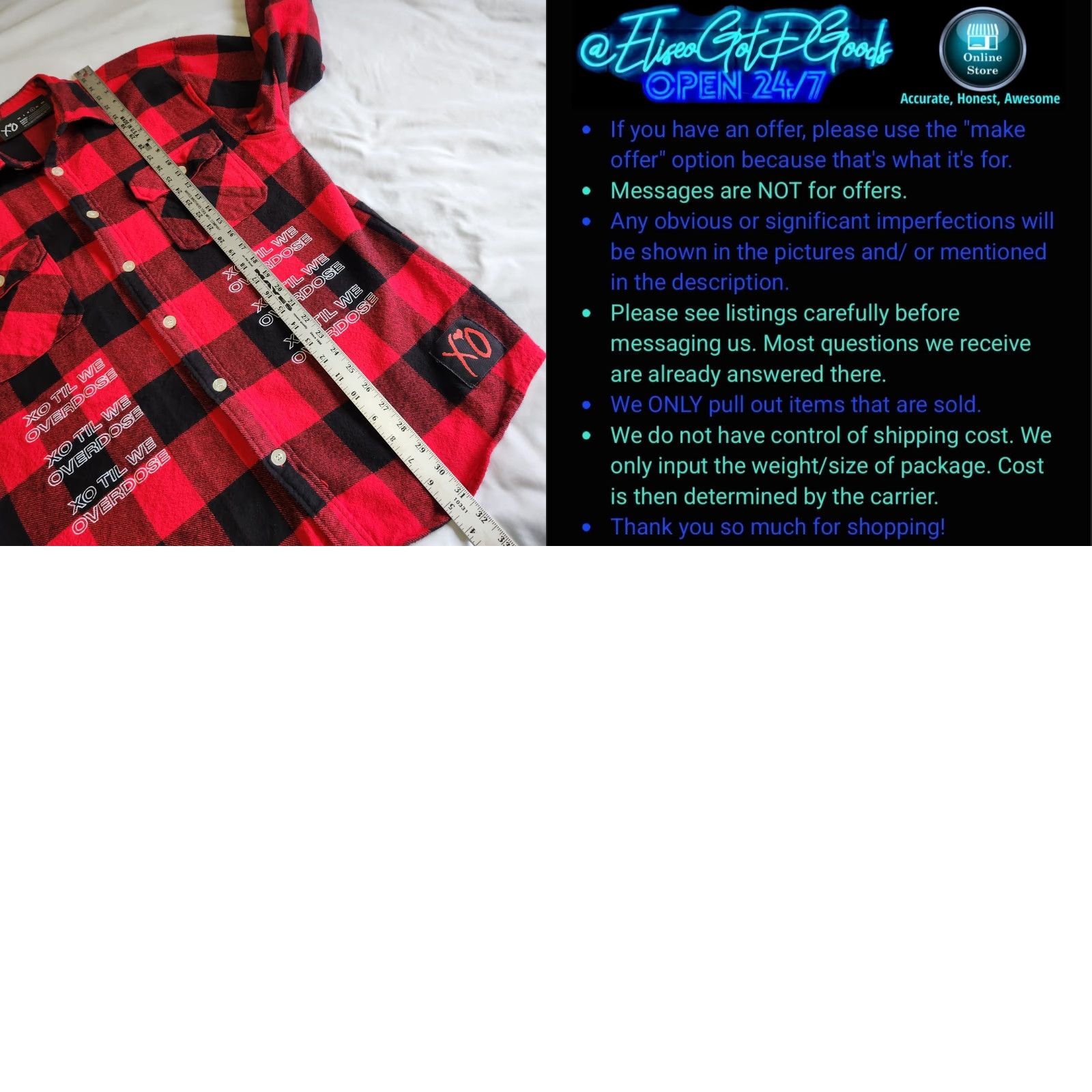 Vintage VINTAGE The Weeknd XO Till We Overdose Rare Hip Hop Merch Flannel Shirt L Red Black Cotton Polyester Button-Up Men XS-XL Size US L / EU 52-54 / 3 - 8 Thumbnail