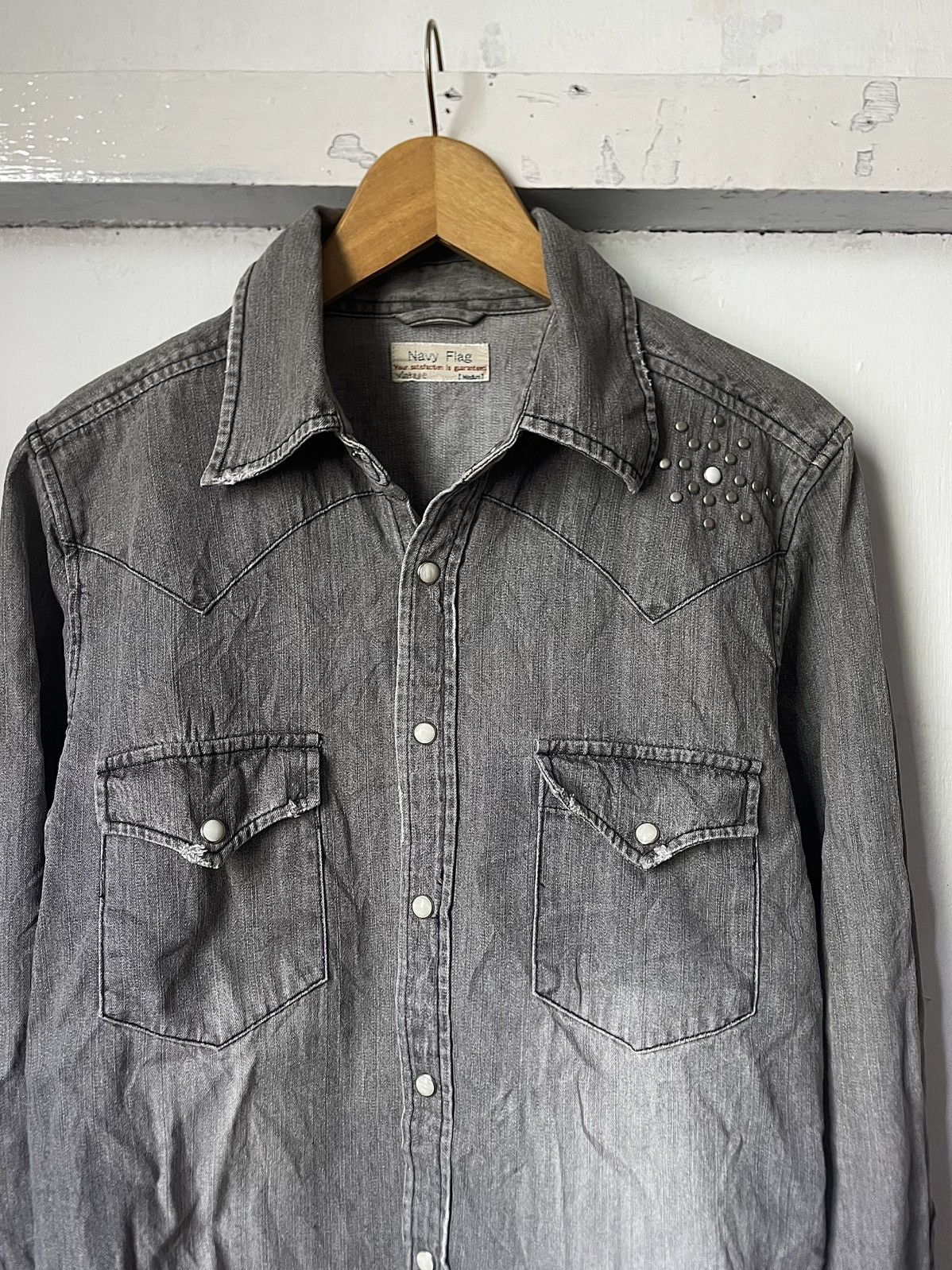 14th Addiction Studded Shirt Navy Flag Goth Grunge Ifsixwasnine Lgb Style Size US M / EU 48-50 / 2 - 4 Thumbnail