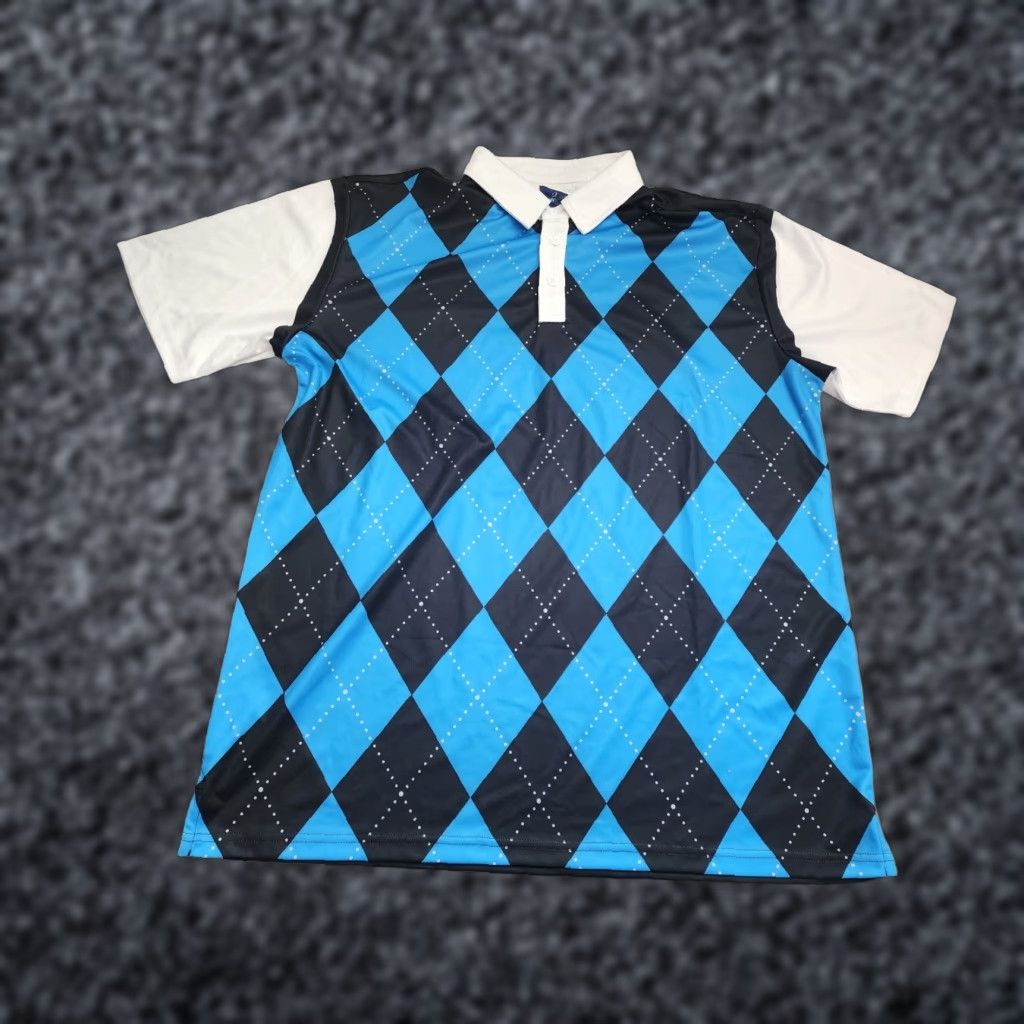 Vintage Mens XL Ready Golf Polo Shirt Blue Argyle Distressed Size US XL / EU 56 / 4 - 1 Thumbnail
