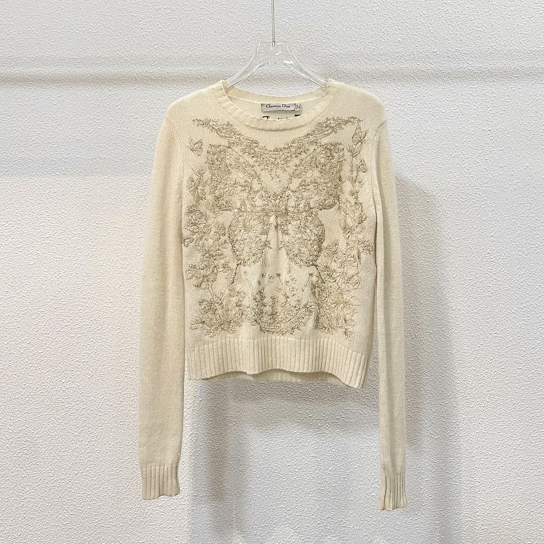Dior Dior Butterfly Embroidered Cashmere Sweater Size 36 Size XS / US 0-2 / IT 36-38 - 1 Thumbnail