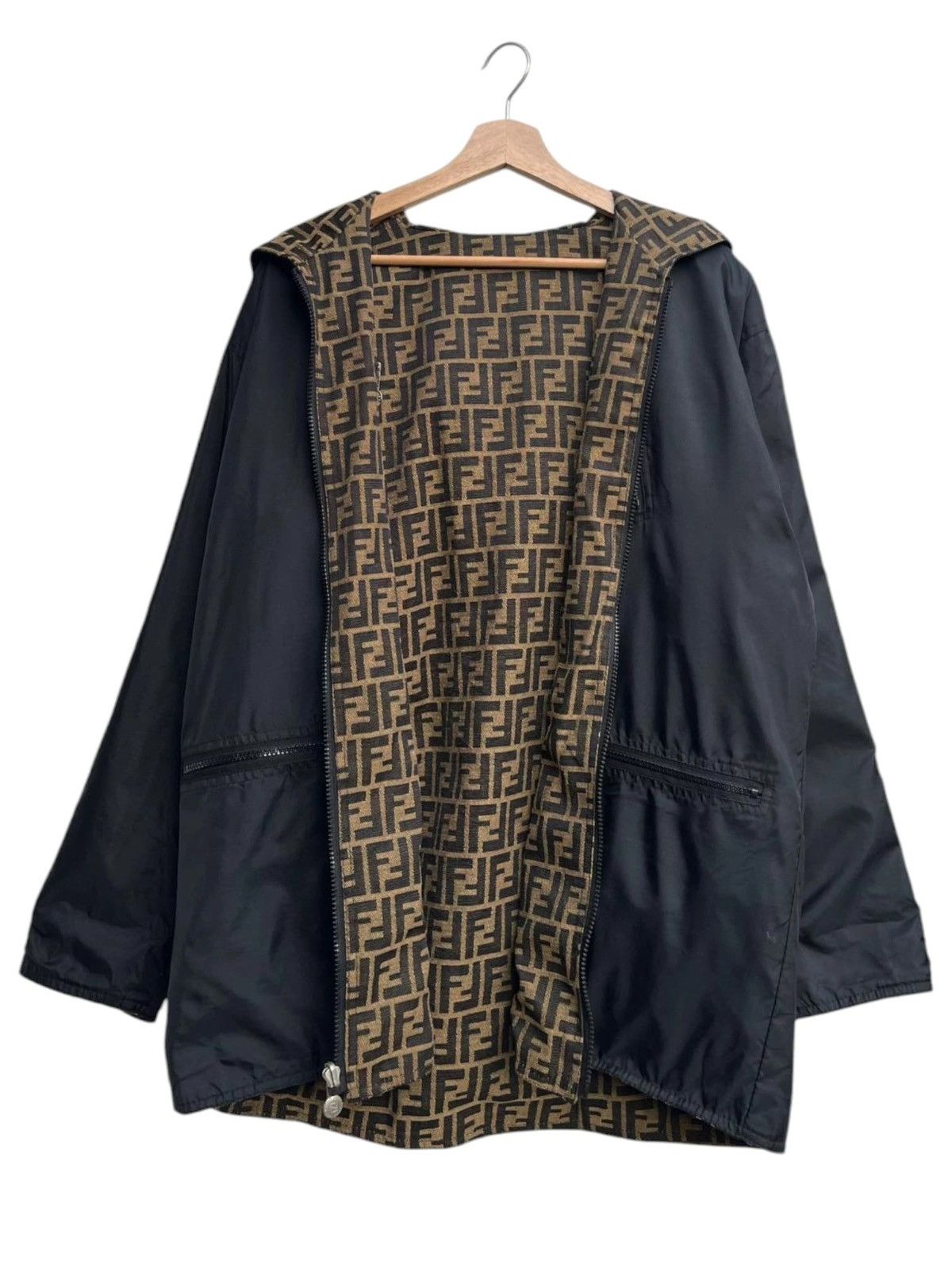 Fendi Vintage Fendi Zucca Monogram FF Reversible Hoodie Jacket Size US M / EU 48-50 / 2 - 9 Thumbnail