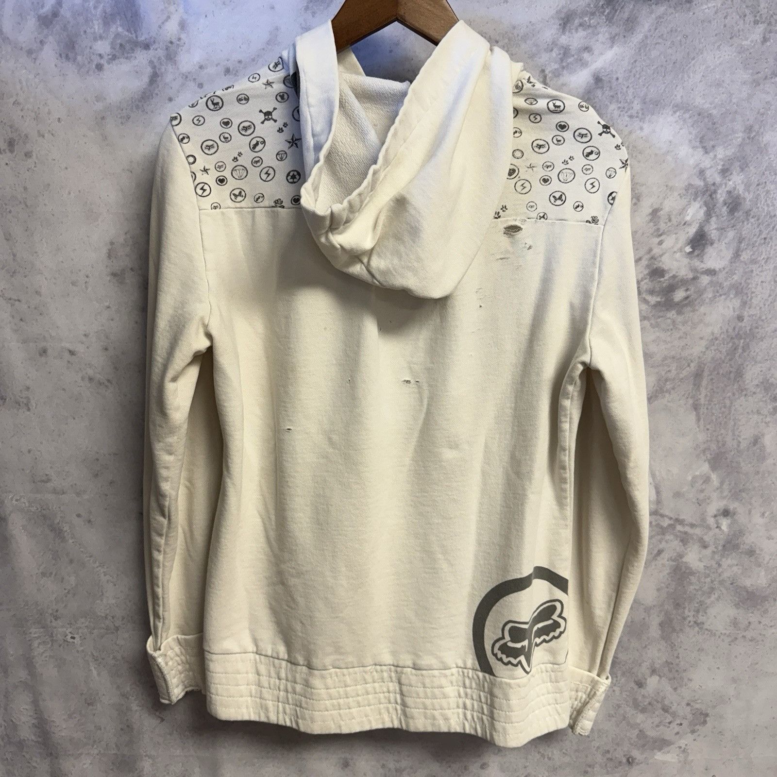 Fox Racing Fox Racing Hoodie Girls XL White Full Zip Y2K Grunge Sweatsh Size XL / US 12-14 / IT 48-50 - 2 Thumbnail
