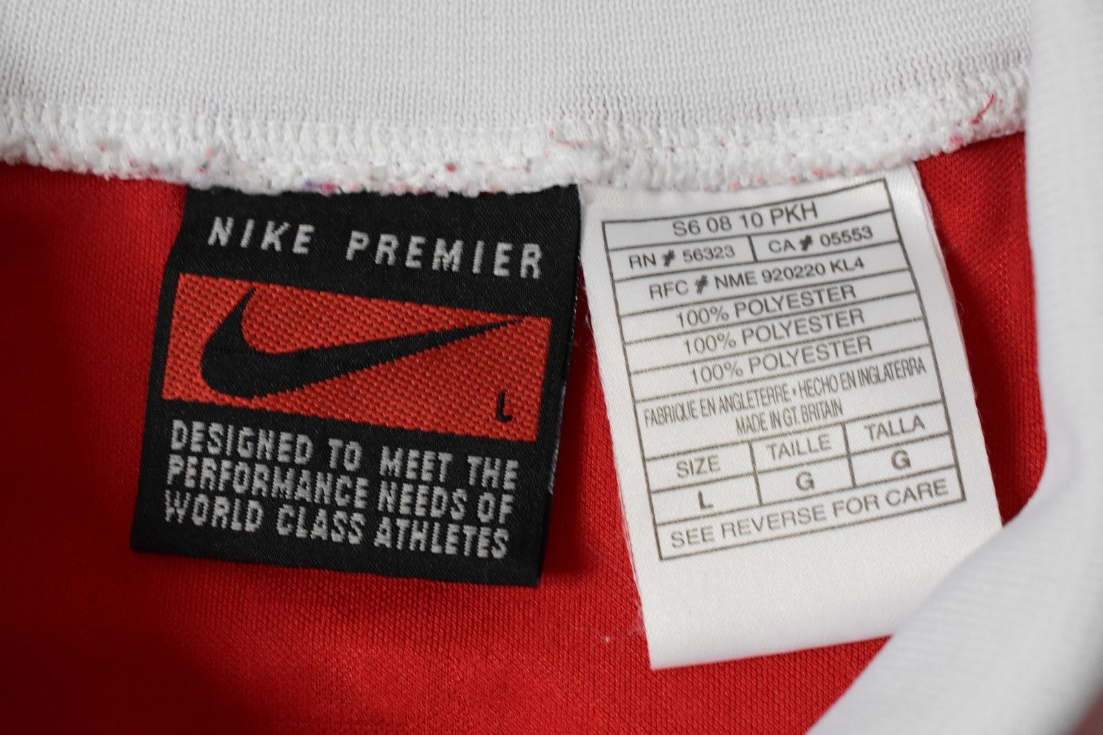 Nike GUNNERS 1995-96 NIKE ARSENAL FC Home Football Shirt (SIZE L) Size US L / EU 52-54 / 3 - 6 Thumbnail