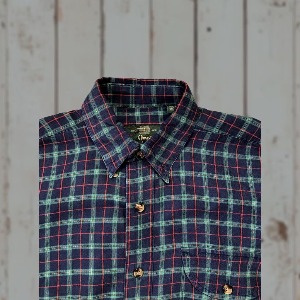 Orvis VINTAGE Orvis Shirt Plaid Flannel Button-Down Long Sleeve Mens Large Blue Green, Cotton Wool, Pocket, 1856, Casual Size US L / EU 52-54 / 3 - 1 Thumbnail
