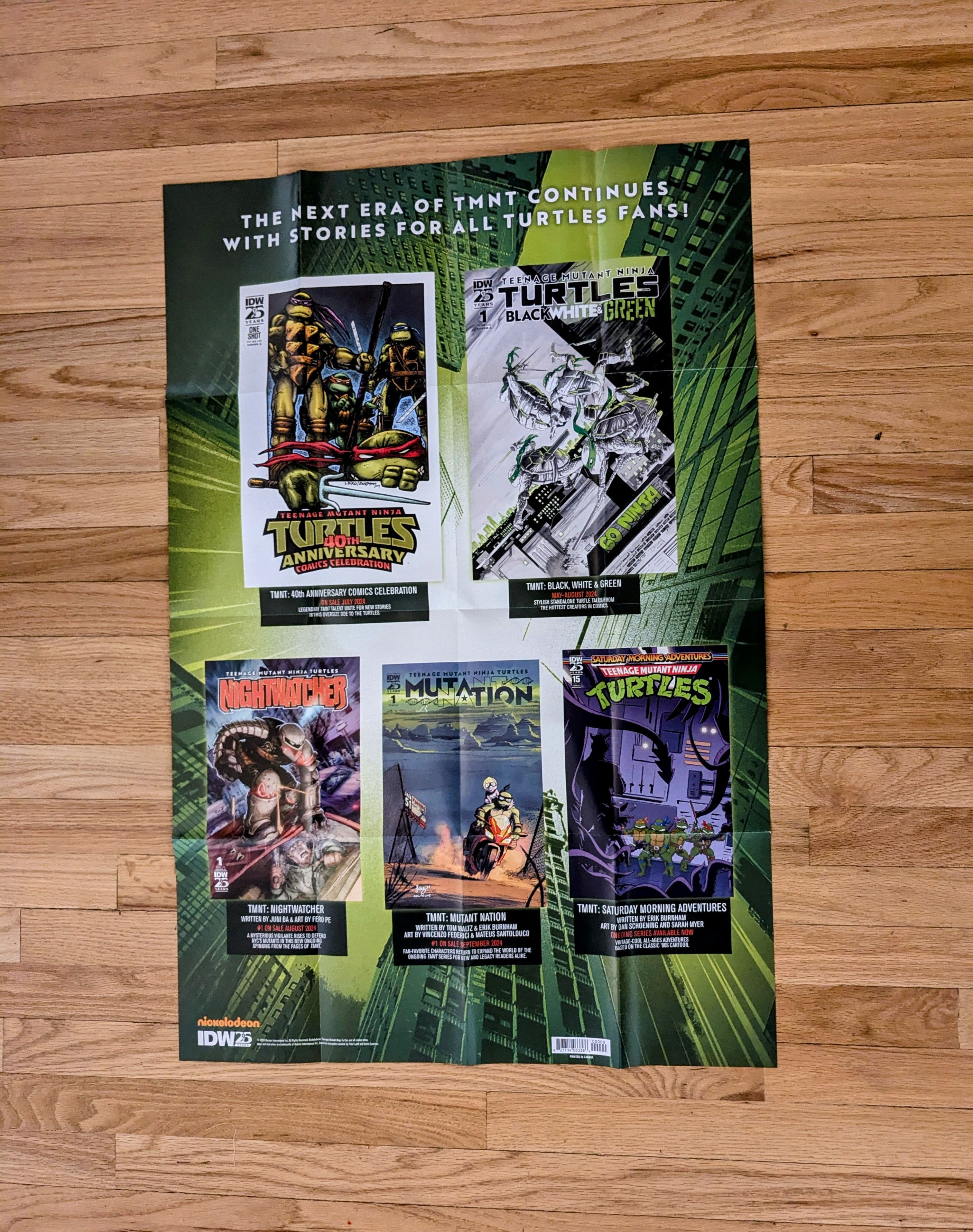 Designer TMNT IDW Nickelodeon 2024 Two Sided Folded SDCC Promo Poster Size ONE SIZE - 2 Thumbnail