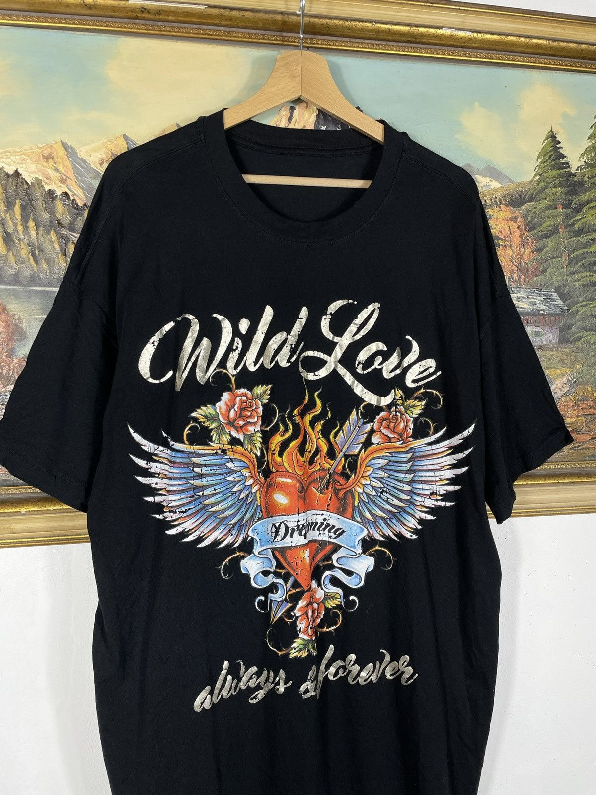 Affliction × Vintage Black Vintage Retro Y2k 00s T shirt tee like Ed Hardy baggy Size US XL / EU 56 / 4 - 5 Thumbnail