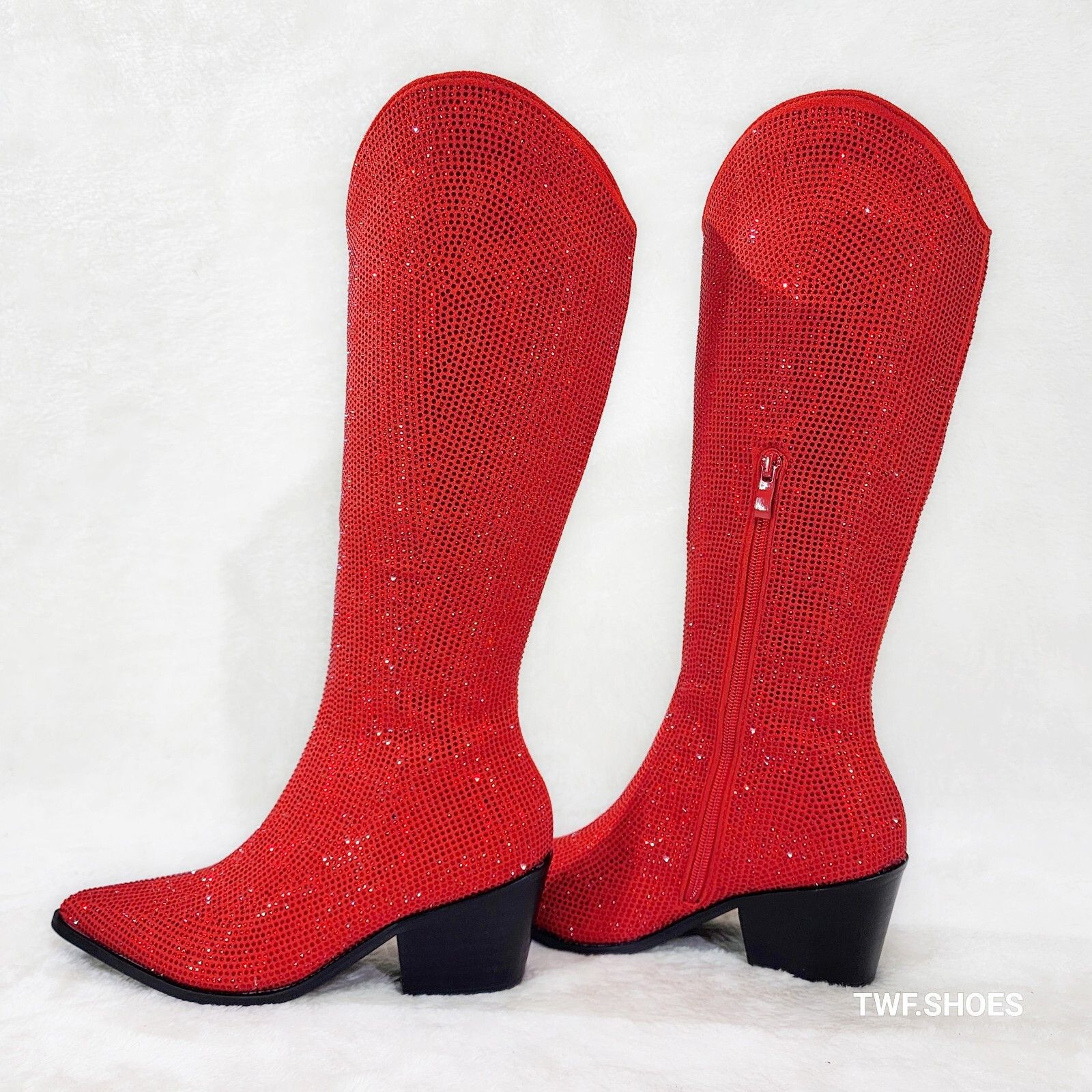 Other Nika Red Rhinestone Cowboy Knee High Western Cowgirl Boots ( Size US 8.5 / IT 38.5 - 2 Thumbnail
