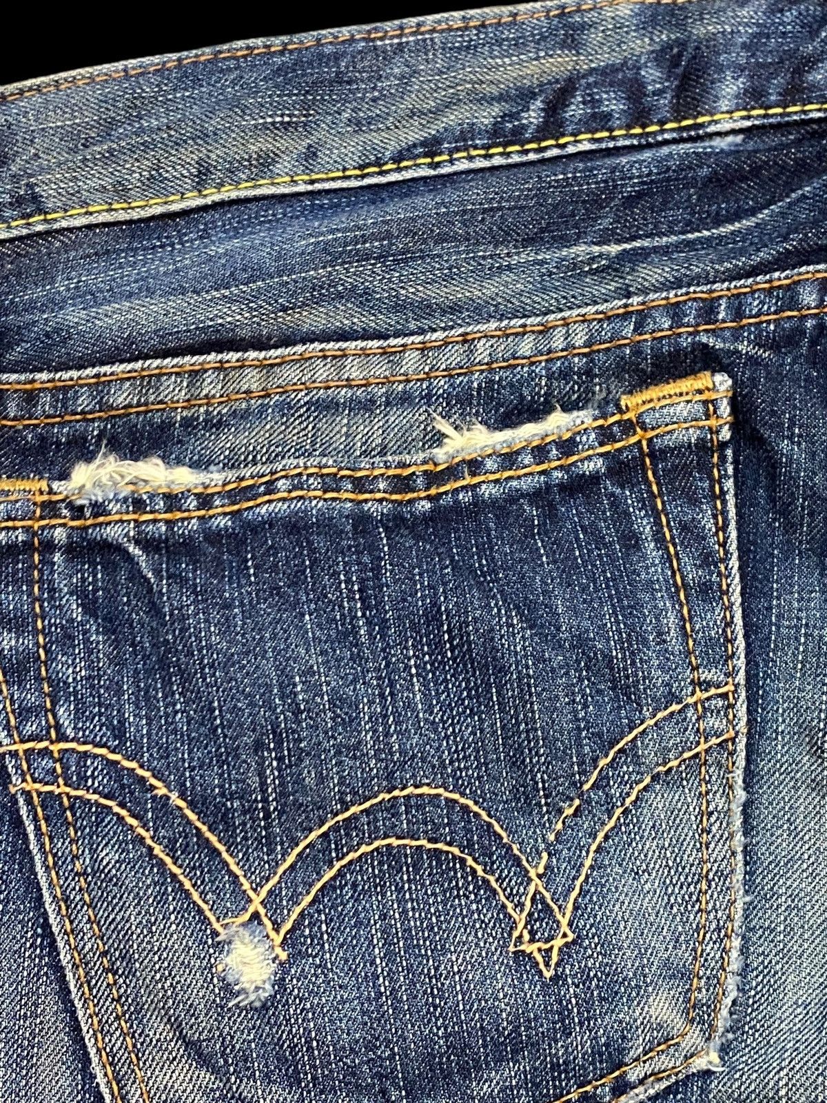 Edwin Vintage Edwin Blue Wash Distressed Flare Jeans Size 35" - 12 Thumbnail