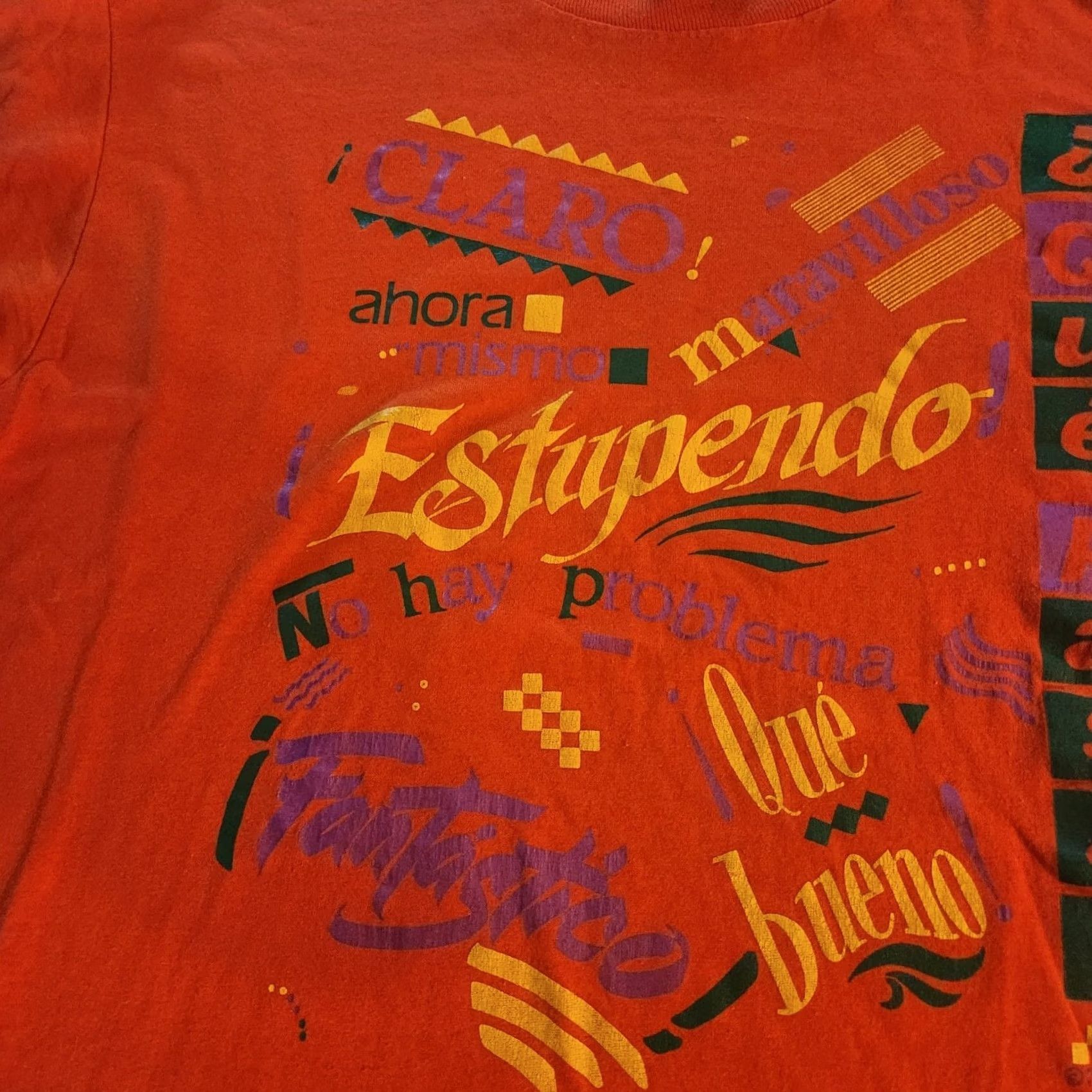 Jerzees VINTAGE 80s Spanish Mexican T Shirt Tee Mens XL Orange Single Stitch Made In USA Jerzees Shirt Mens XL Orange 80s Size US XL / EU 56 / 4 - 4 Thumbnail