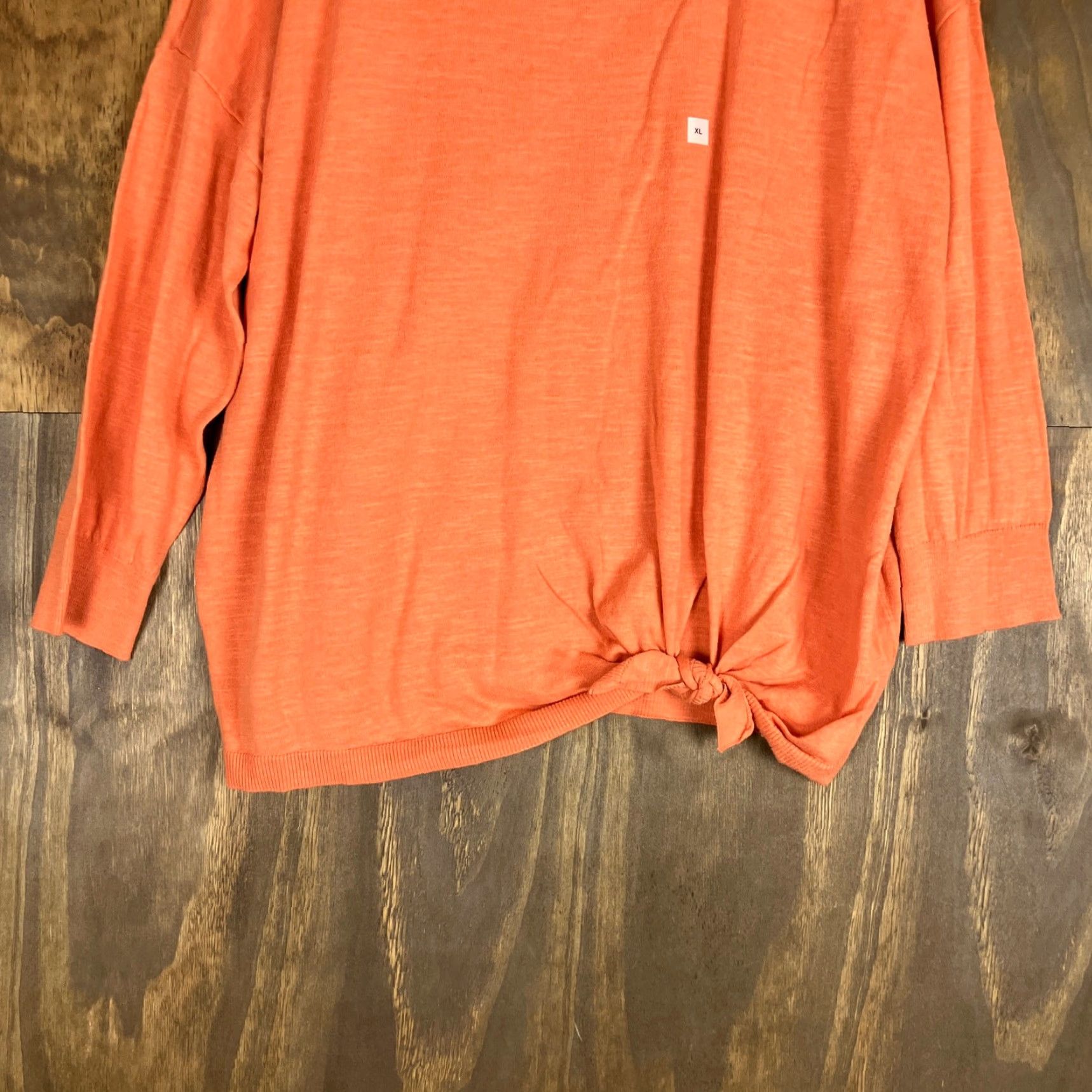 Loft LOFT Outlet Womens Sweater Orange Thin Crew Neck Long Sleeve Front Tie XL Pullover Knit Casual Workwear Mens? Size XL / US 12-14 / IT 48-50 - 3 Thumbnail