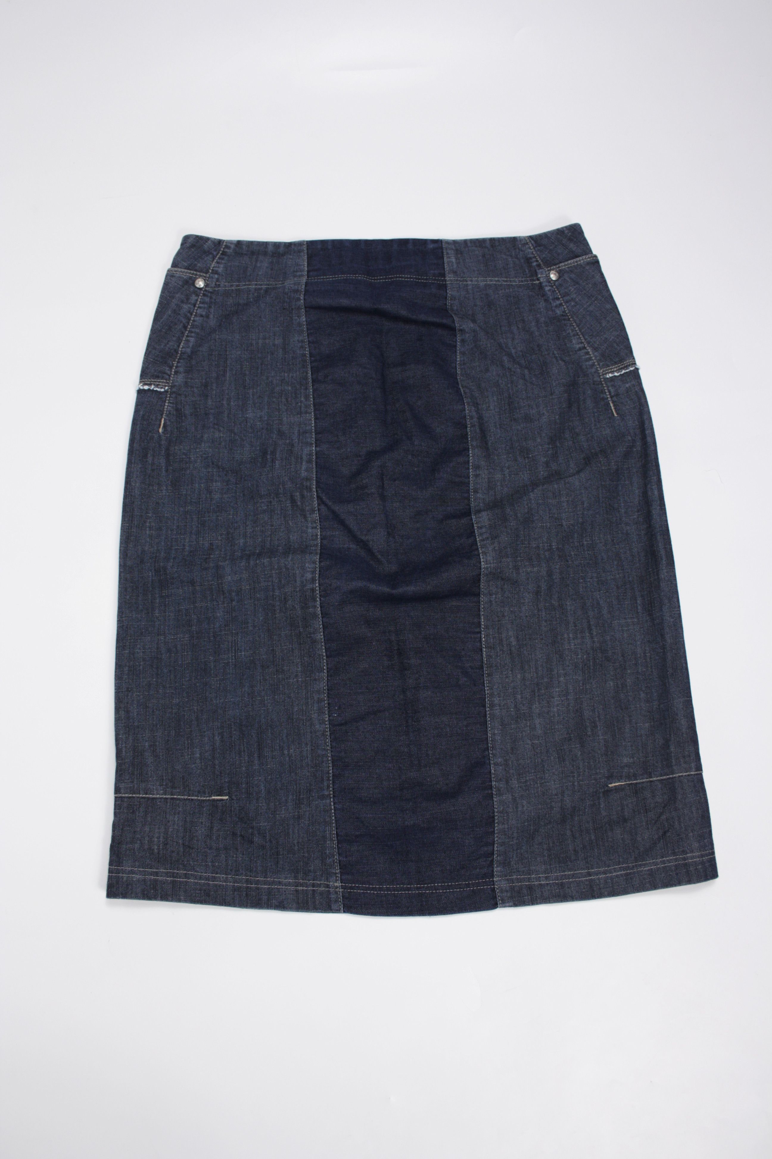 Marithe + Francois Girbaud × Vintage M+FG 2000s Vintage Denim Straight Midi Skirt Y2K Size 31" - 4 Thumbnail