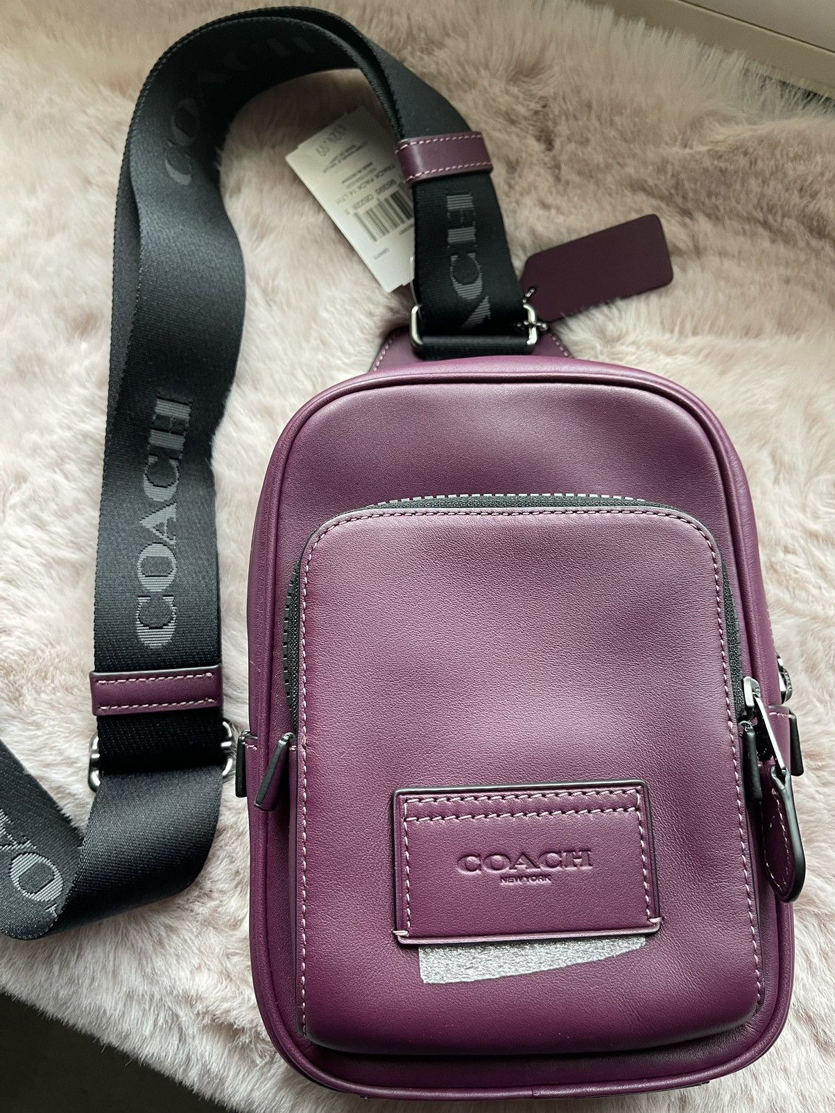 Coach Coach CL410 Track Pack 14 Calf Leather Crossbody /Deep Berry Size ONE SIZE - 5 Thumbnail