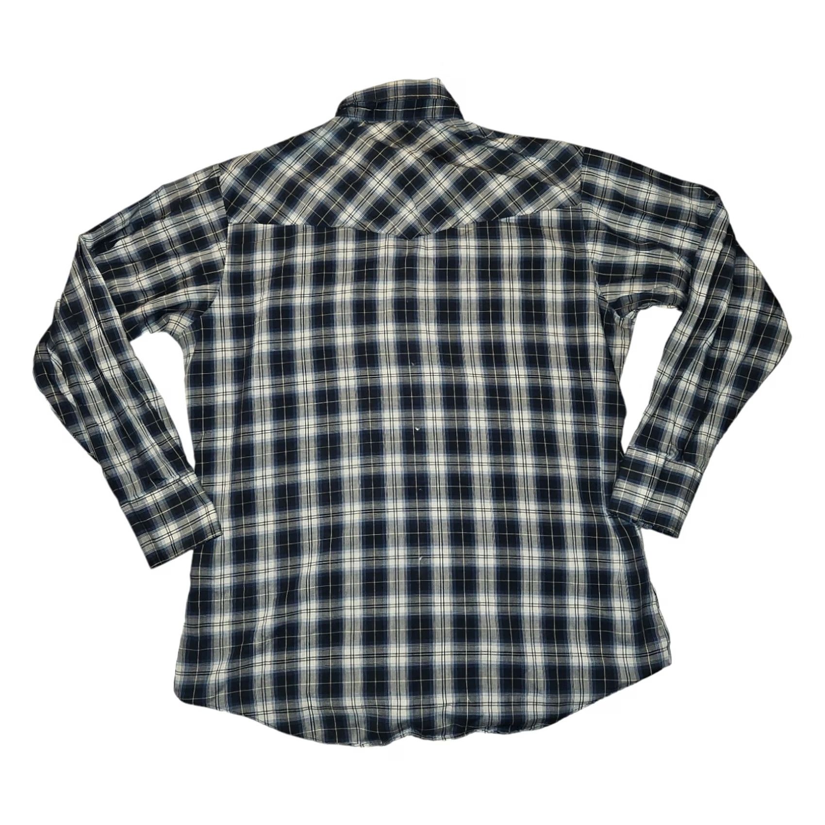 Vintage VINTAGE Ely Cattleman Shirt Western Long Sleeve Blue Plaid Pearl Snap Mens Large Size US L / EU 52-54 / 3 - 6 Thumbnail