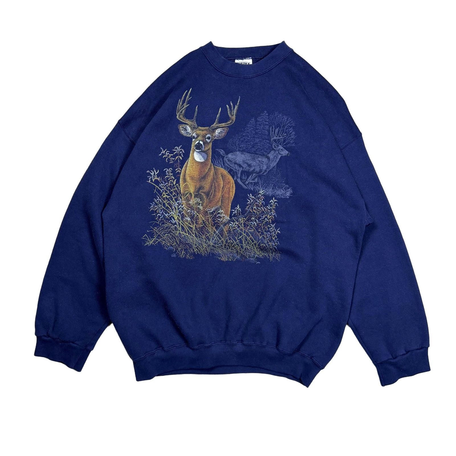 Tultex Vintage Tultex Superweight Deer Graphic Sweatshirt 2XL Navy Size US XXL / EU 58 / 5 - 2 Thumbnail