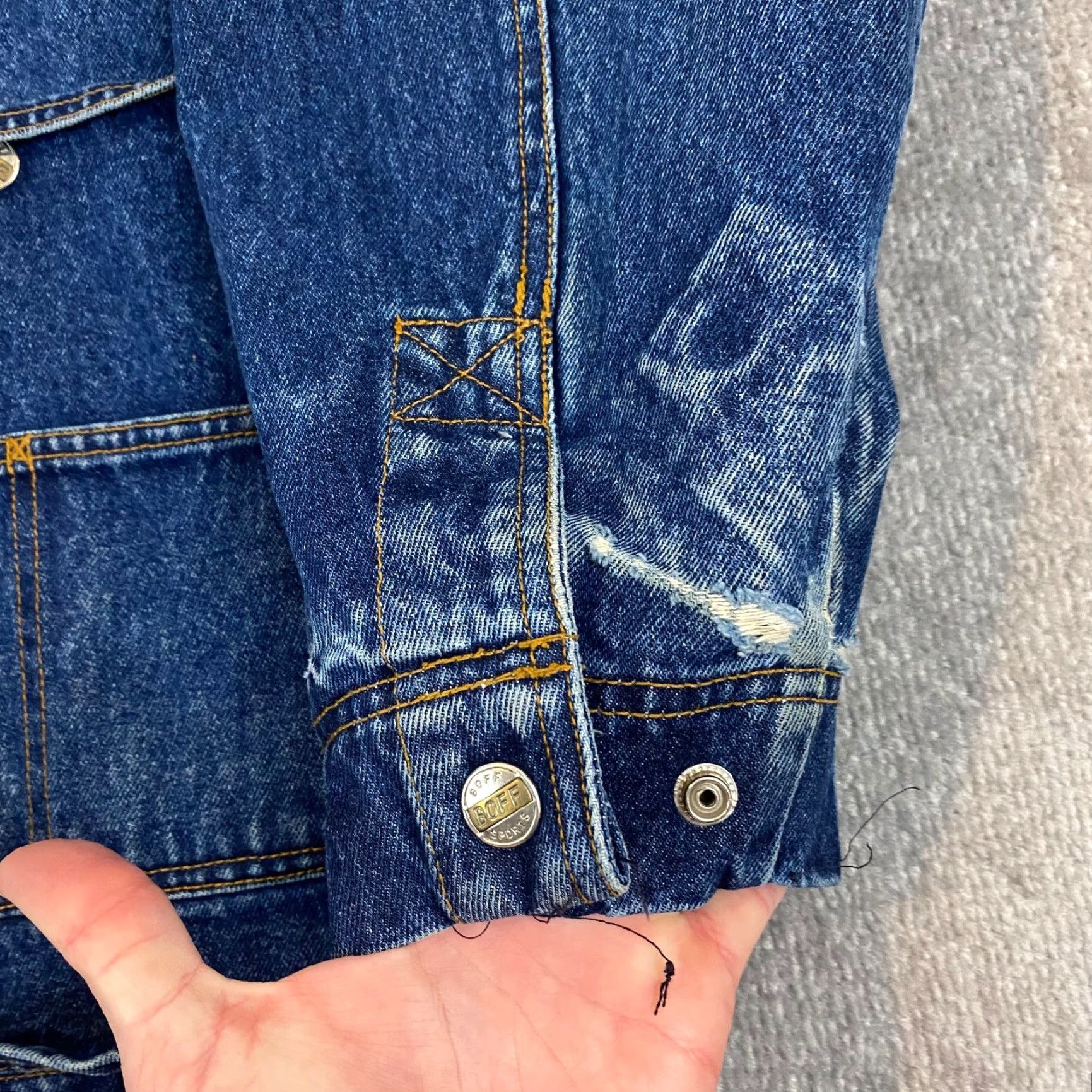 Denime Denim Jacket Men Medium Blue BOFF Jean Skater Snap Grunge Distressed Retro Y2K Size US 31 - 7 Thumbnail