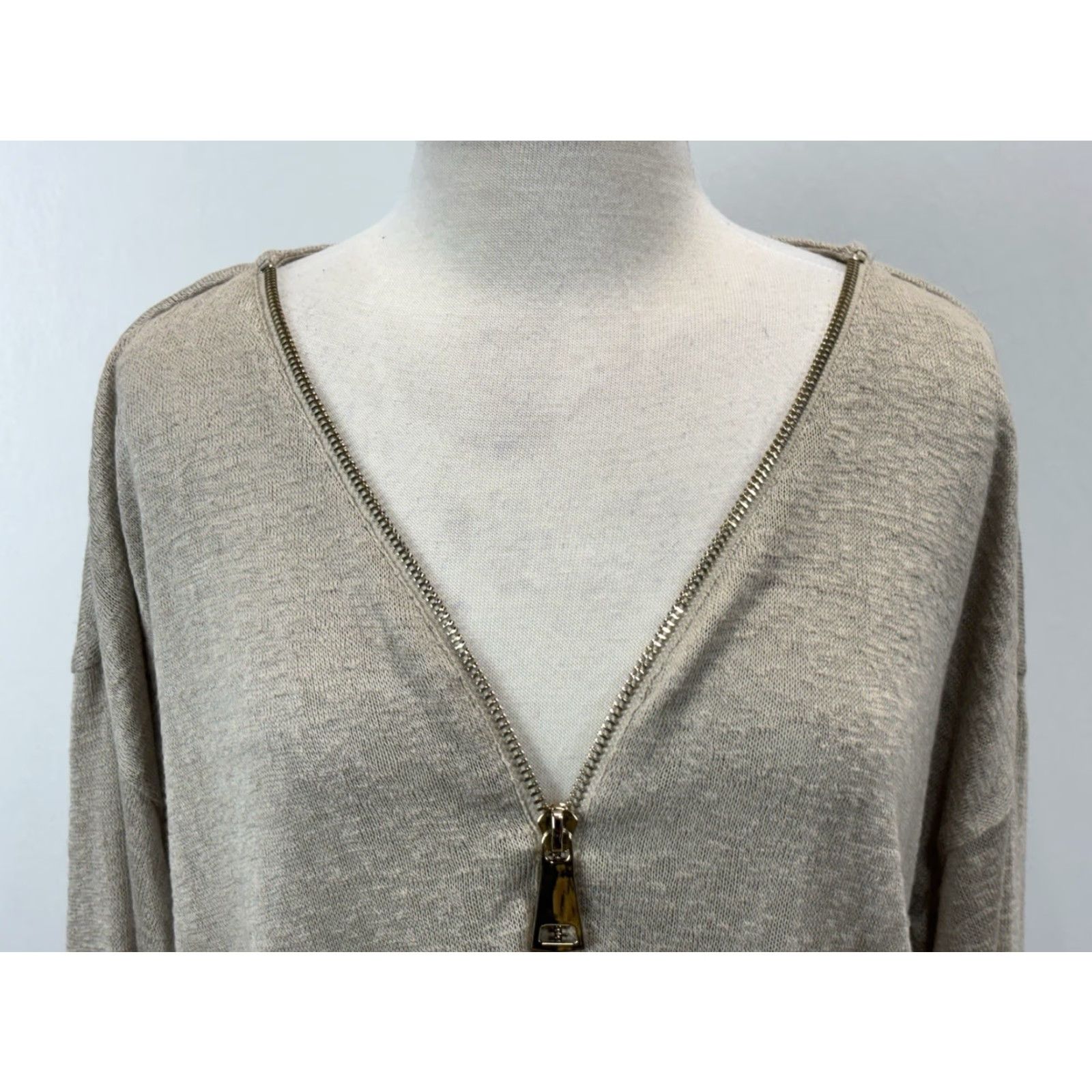 Soft Surroundings NEW! Soft Surroundings Stone Valentina Zip Slub Jersey Knit Sweater Sz 1X Plus Size XL / US 12-14 / IT 48-50 - 5 Thumbnail