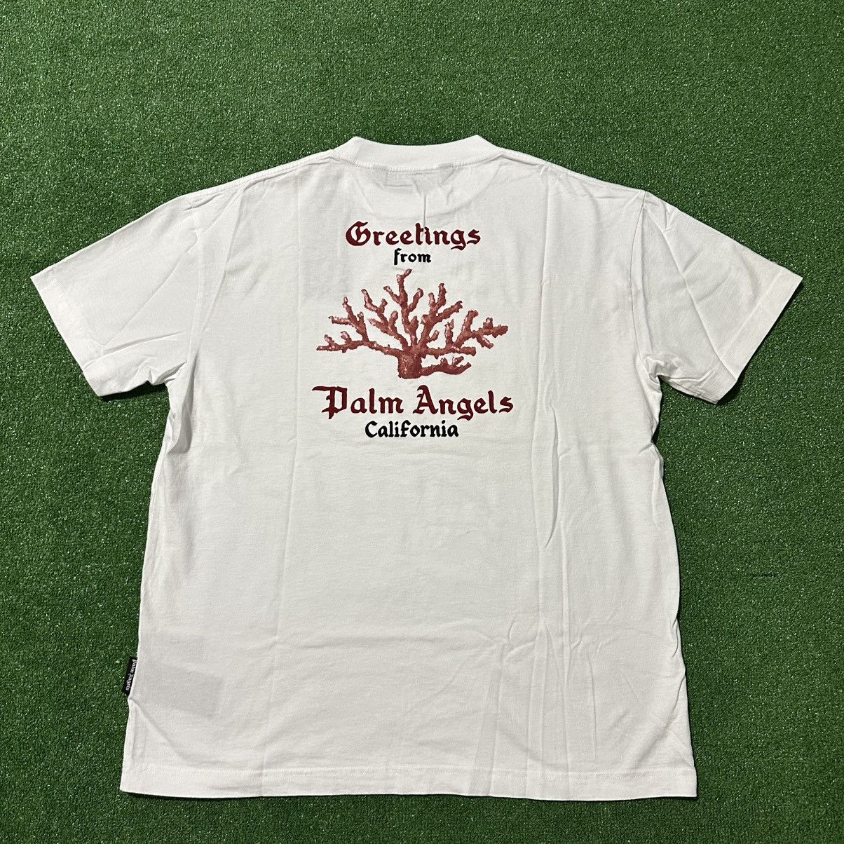 Palm Angels Back Coral Classic Tee White Red
