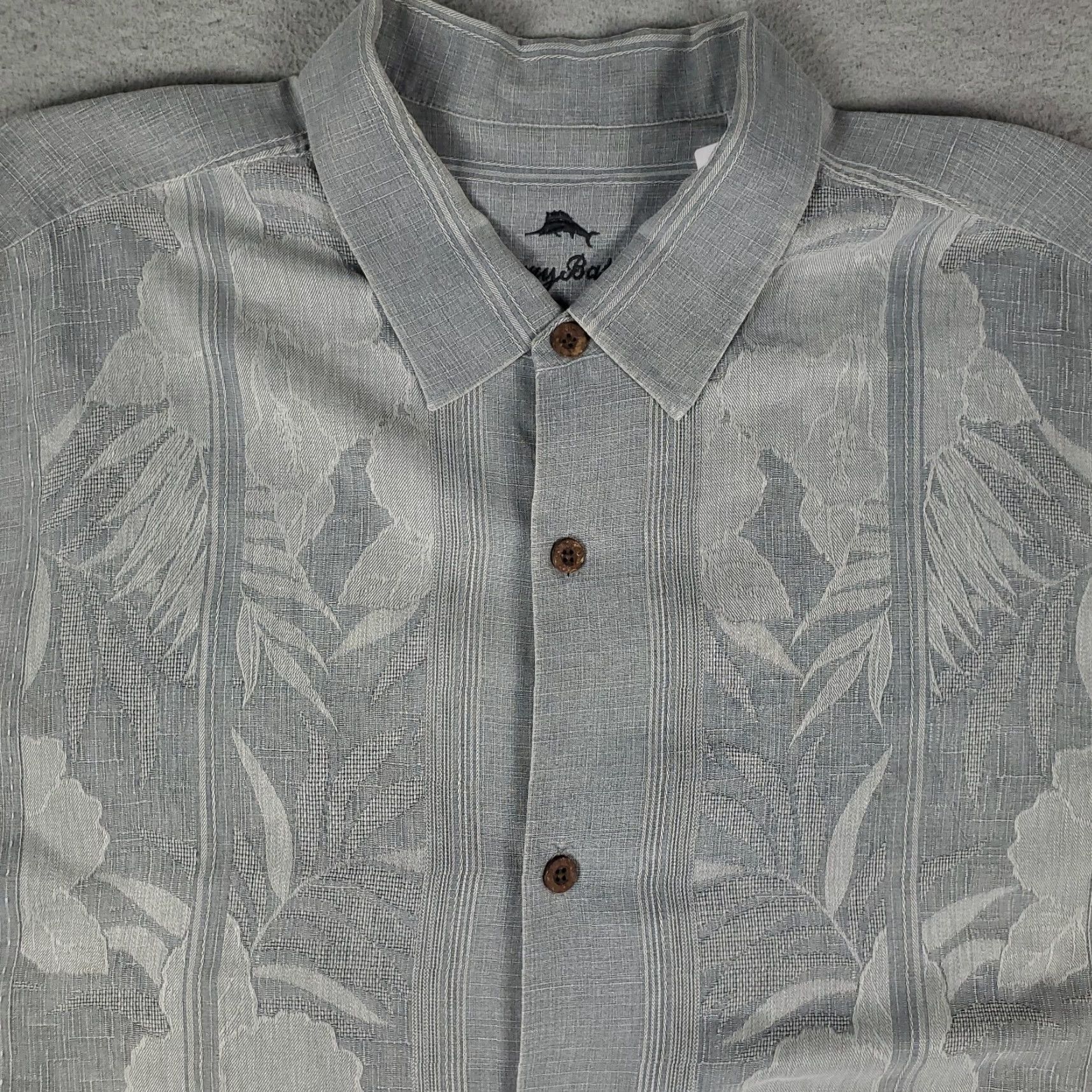 Tommy Bahama VINTAGE Tommy Bahama Shirt Men's 2XL Hawaiian Button-Up Short Sleeve Gray Silk Casual Summer Size US XXL / EU 58 / 5 - 2 Thumbnail