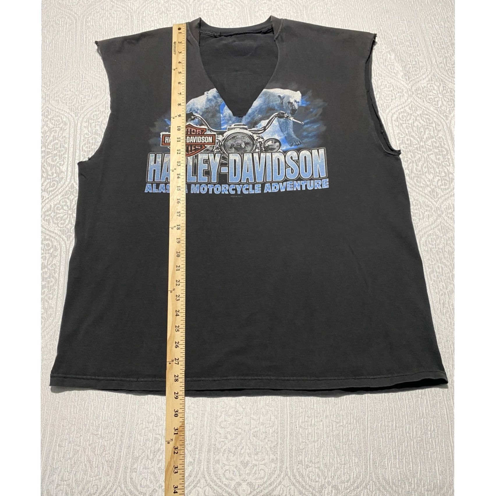 Harley Davidson VINTAGE Harley-Davidson Alaska Motorcycle Sleeveless THRASHED Tee Black XL Mens Grunge 2006 Size US XL / EU 56 / 4 - 4 Thumbnail