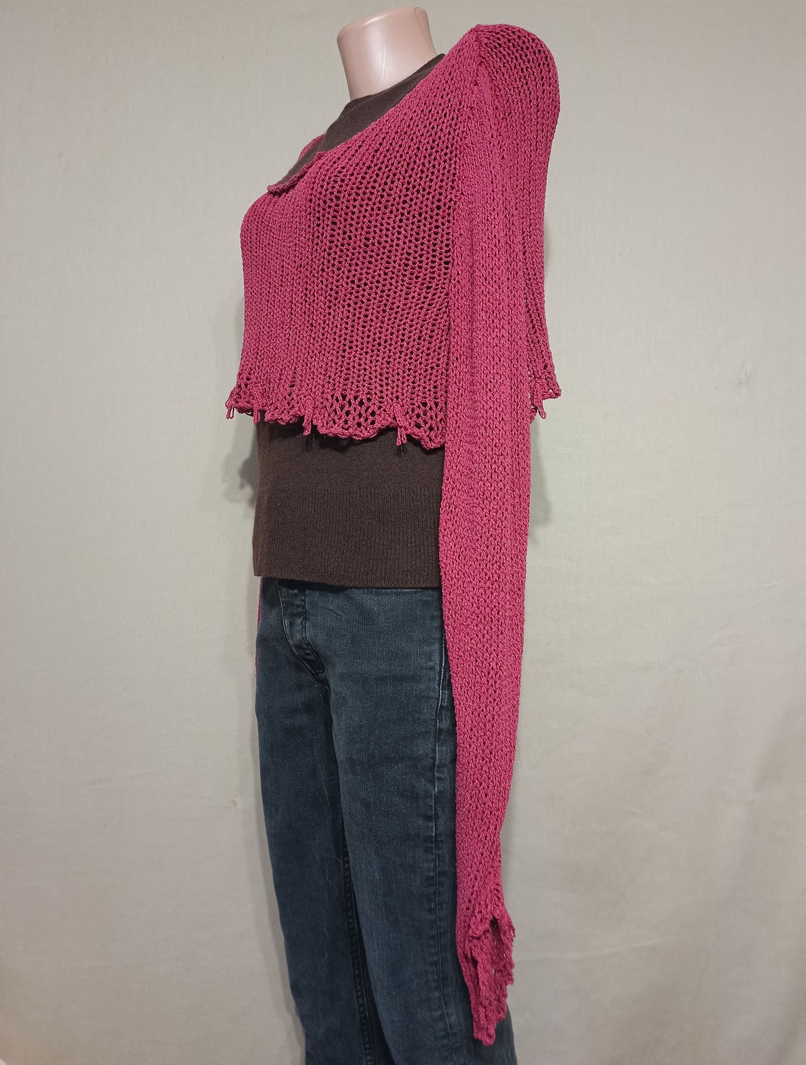 Designer Kaat Tіlley Belgium Vintage Silk Blend Knit Crop Top M Size M / US 6-8 / IT 42-44 - 4 Thumbnail
