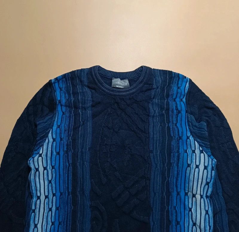 Carlo Colucci Carlo Colucci Limited Ed Black Blue 3D Sweater Crewneck M 48 Size US M / EU 48-50 / 2 - 4 Thumbnail