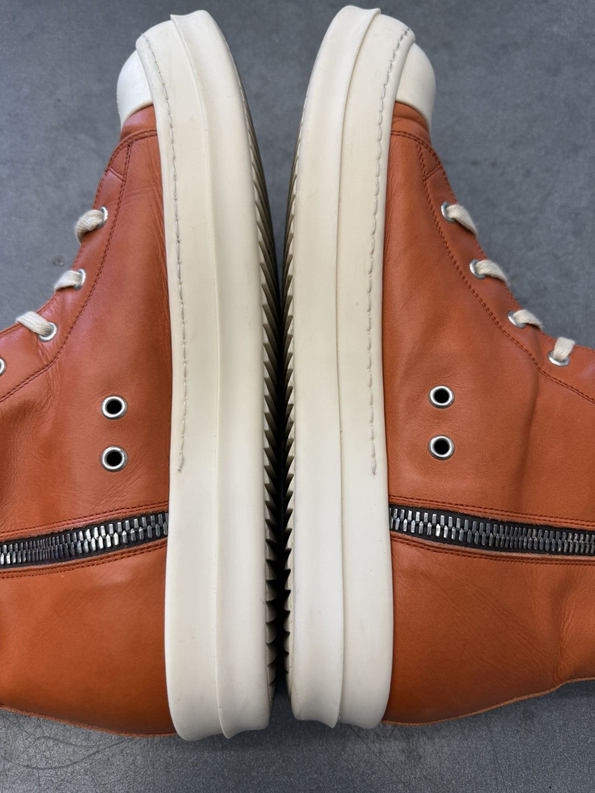 Rick Owens Rick Owens Orange Ramones Mainline Leather High Top Size US 12 / EU 45 - 6 Thumbnail