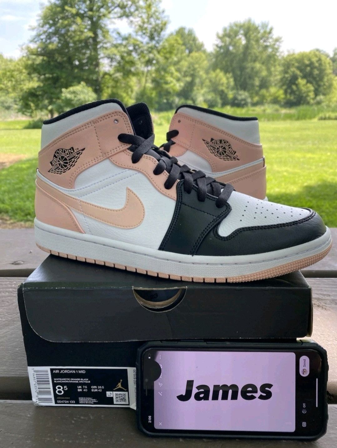 Jordan Brand Nike Air Jordan 1 Mid Crimson Tint 554724133 Size 8.5 Men Size US 8.5 / EU 41-42 - 1 Thumbnail