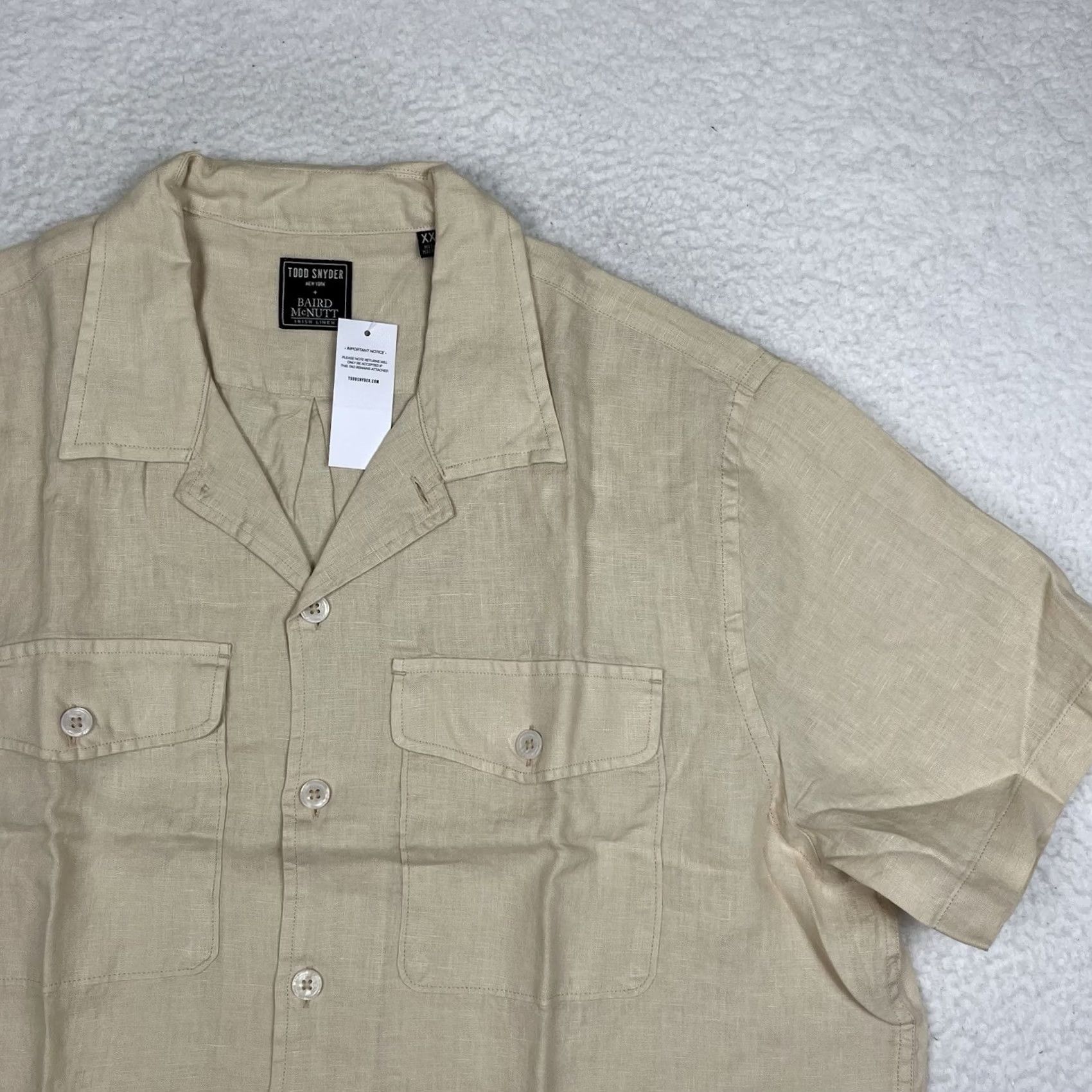 Todd Snyder Todd Snyder Shirt Mens 2XL Beige Linen Panama Sand Dollar Baird McNutt Camp Collar Button Size US XXL / EU 58 / 5 - 4 Thumbnail