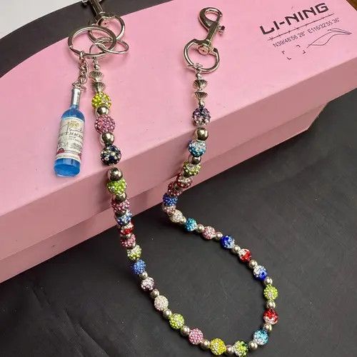 Jewelry Colorful Lucky Beaded Wallet Chain, Pants Chain, Belt Chain Size ONE SIZE - 6 Thumbnail