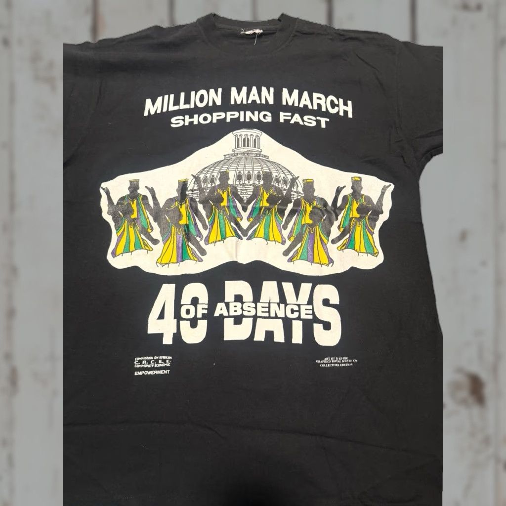 Fruit Of The Loom VINTAGE Million Man March 90's Graphic Shirt Limited Edition XL Rare African HTF Size US XL / EU 56 / 4 - 1 Thumbnail