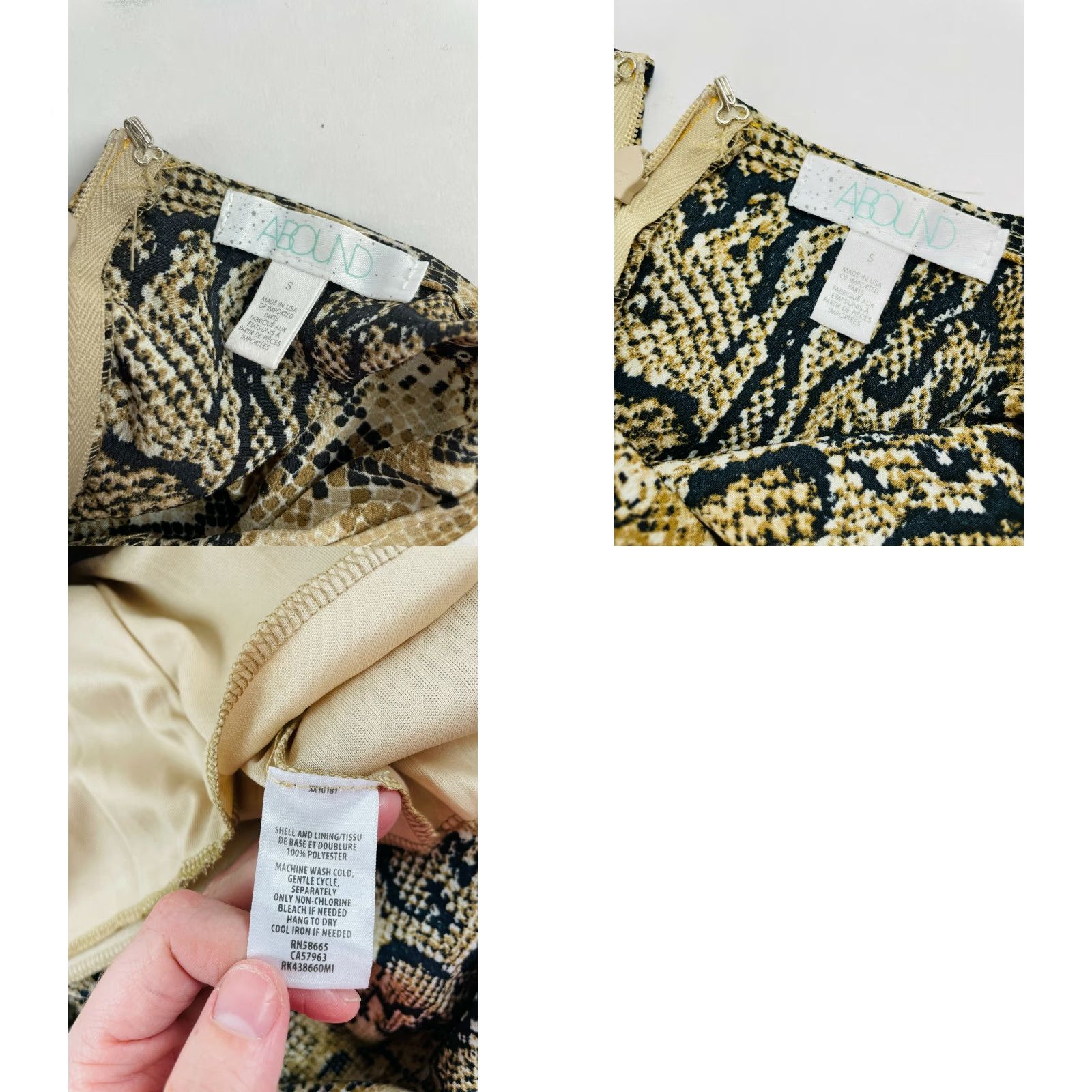 Vintage ABOUND Dress Women's Small Yellow Snake Pattern Ruched Front Knee Length Size S / US 4 / IT 40 - 8 Thumbnail