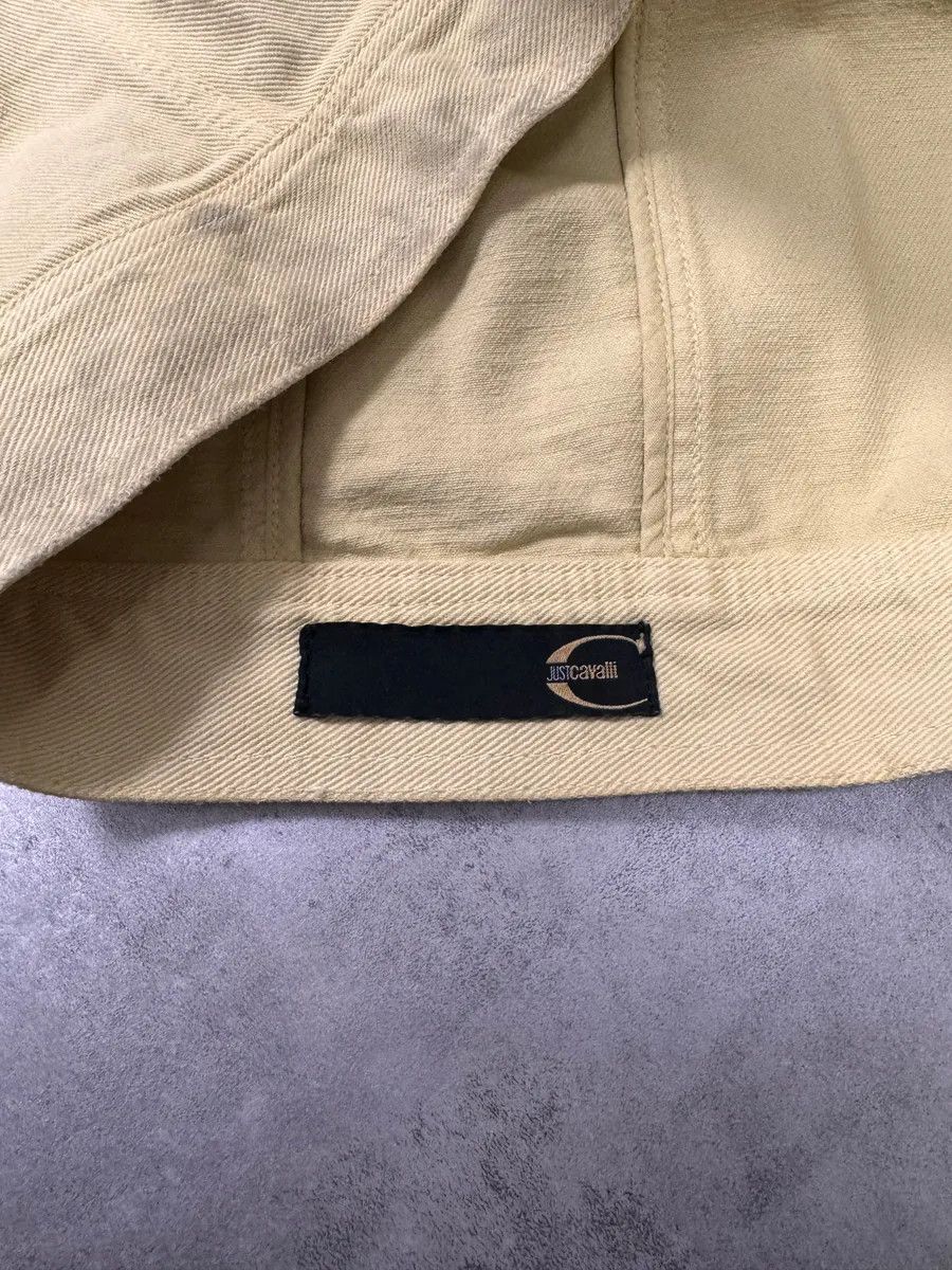 Just Cavalli 2000s Cavalli Biker Reinforced Beige Denim Jacket Size US M / EU 48-50 / 2 - 6 Thumbnail