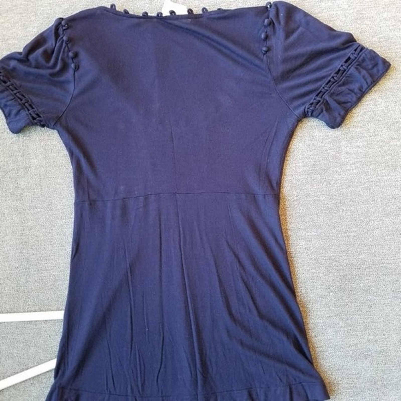 Anthropologie Mermaid short sleeve t-shirt | sz S | navy blue crochet Size S / US 4 / IT 40 - 2 Thumbnail