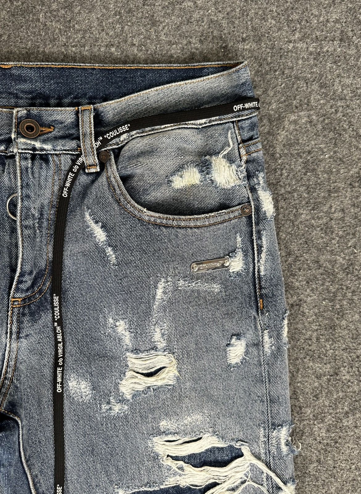 Off-White Off-White - Virgil Abloh AW18 Coulisse Slim Distressed Jeans Size US 32 / EU 48 - 6 Thumbnail