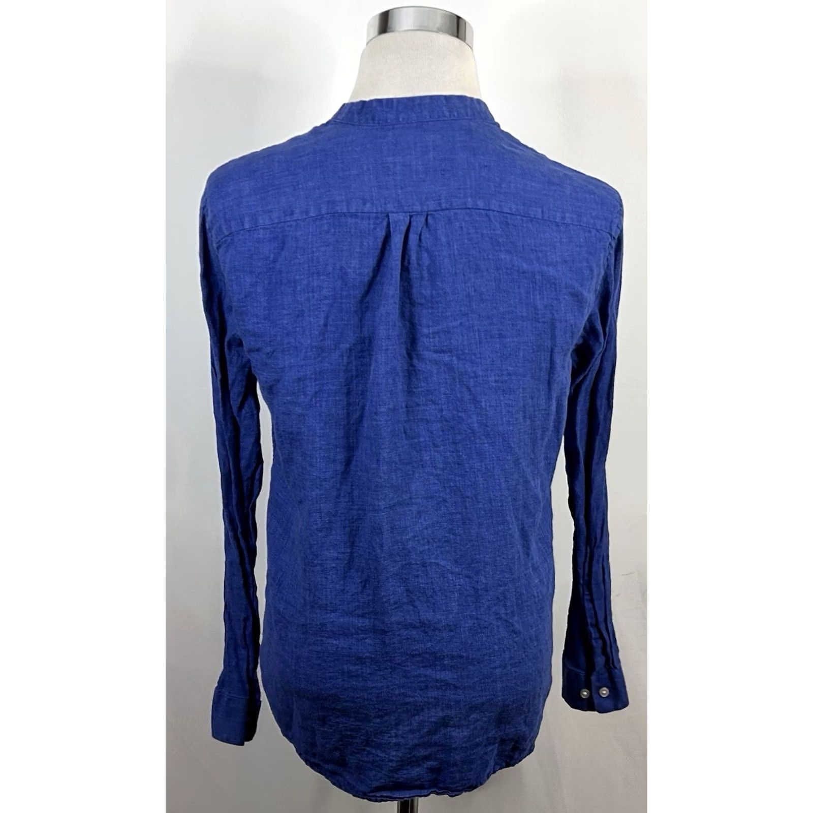 H&M H&M Button-Up Linen Shirt Blue Wash Band Collar Regular Fit Mens M Size US M / EU 48-50 / 2 - 5 Thumbnail
