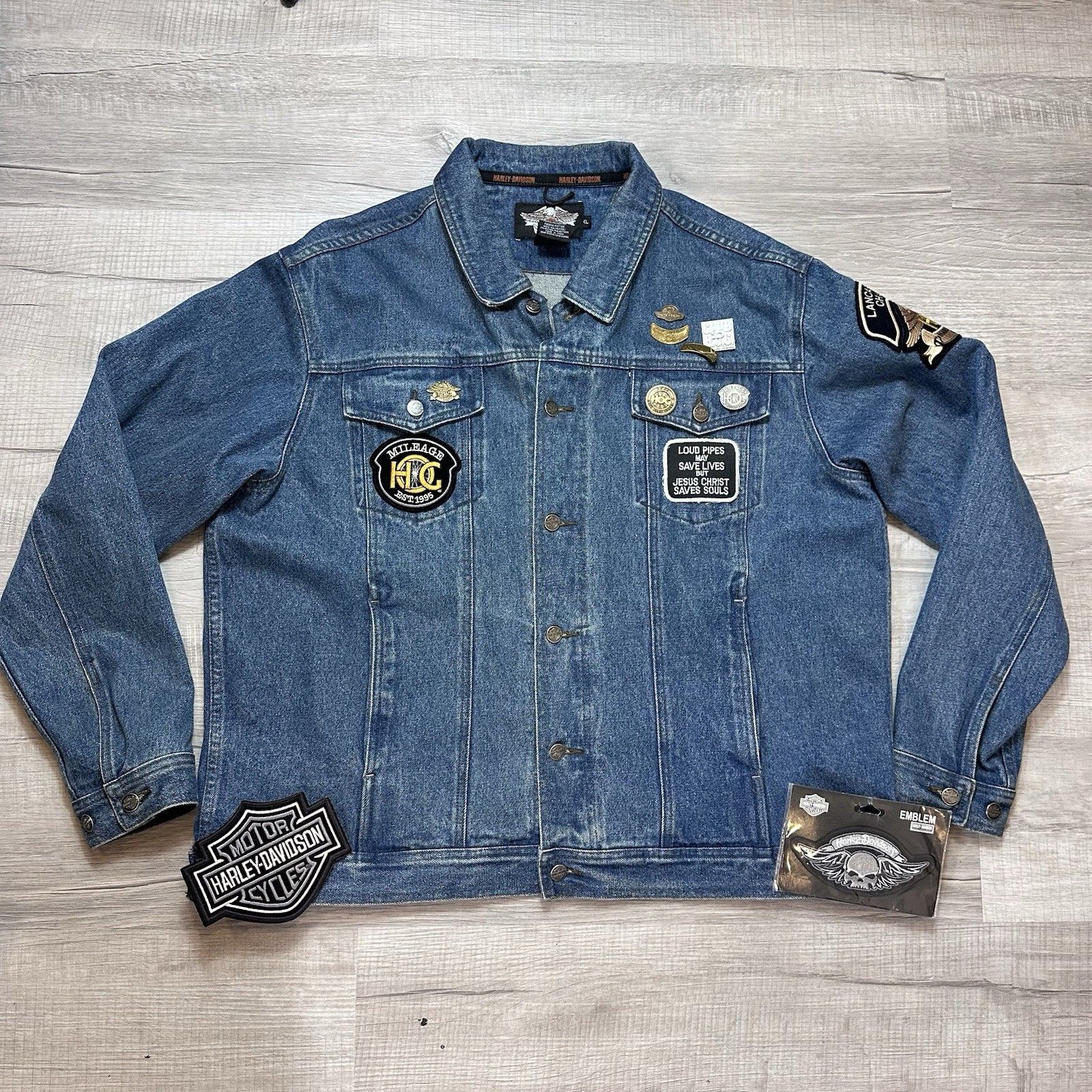 Harley Davidson VTG Harley Davidson Denim Button Up Jacket Mens V Twin Power Size US XL / EU 56 / 4 - 1 Thumbnail