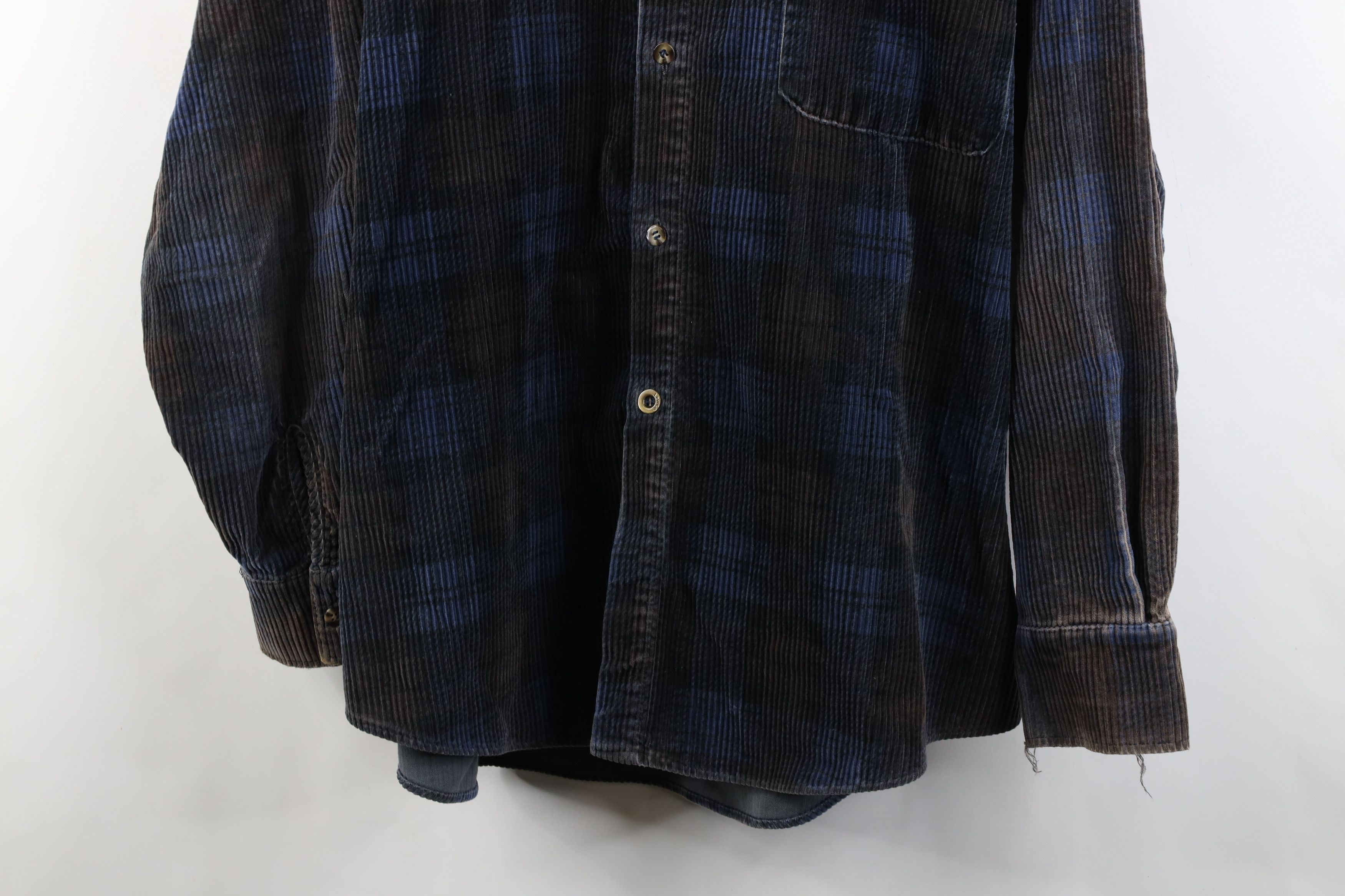 Vintage Vintage 90s Streetwear Heavy Corduroy Button Shirt Plaid Size US L / EU 52-54 / 3 - 3 Thumbnail