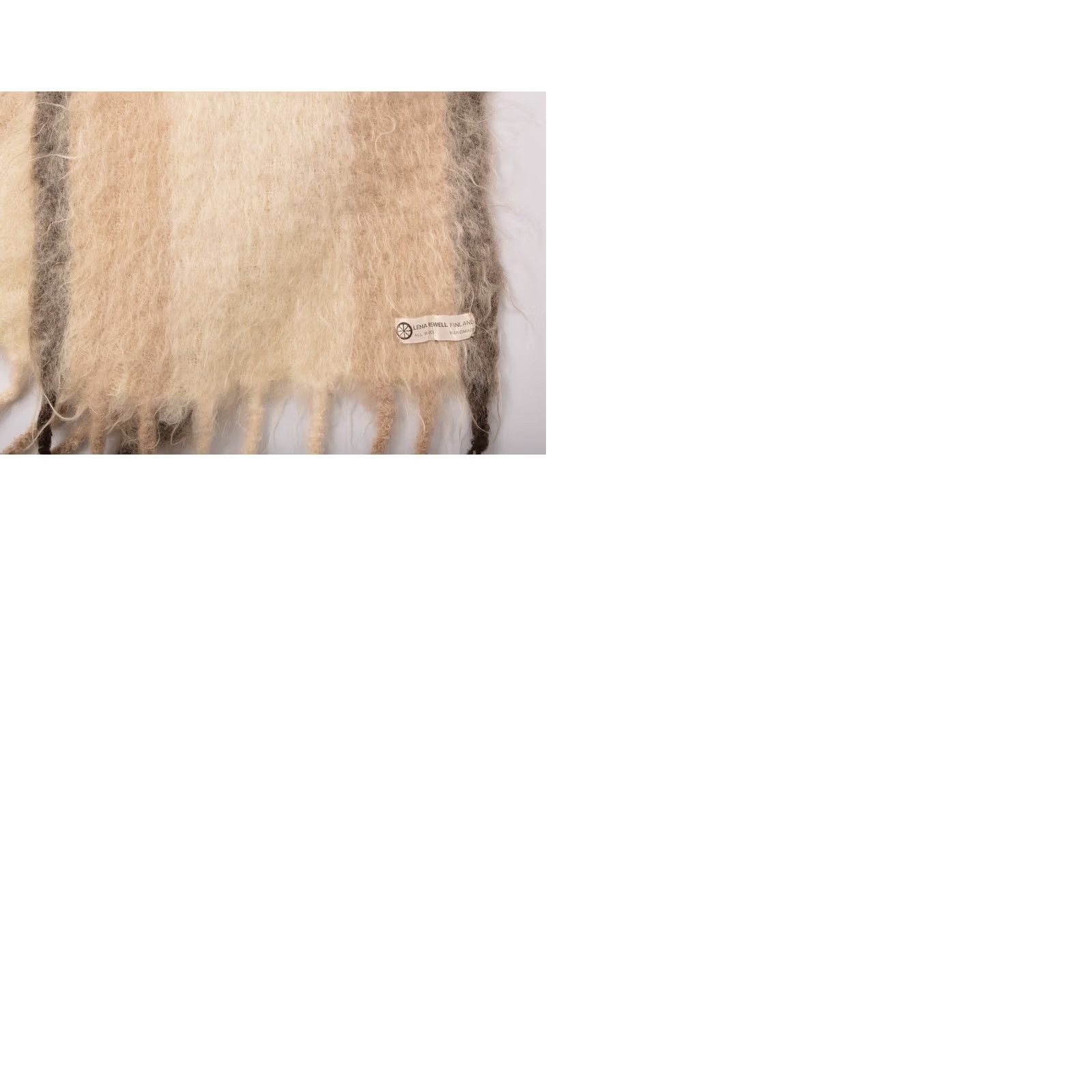 Vintage Lena Rewell Finland All Wool Handmade Scarf Size 160 x 38 cm Beige Wool Scarf Women Used Small Traces of Wear Size ONE SIZE - 9 Thumbnail