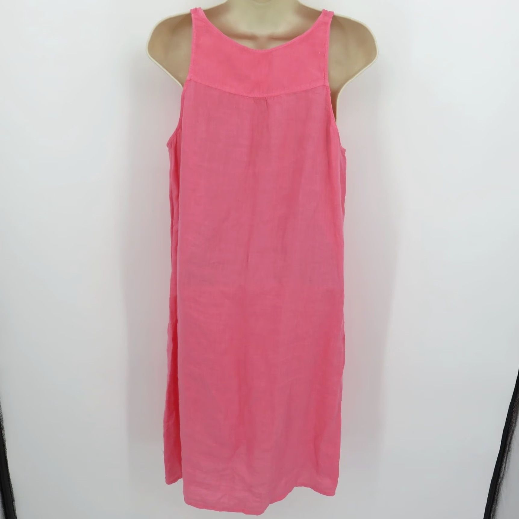Hartford Hartford Women 1 US 4 Solid Pink Scoop Neck Sleeveless All Linen Sundress Dress Size S / US 4 / IT 40 - 5 Thumbnail
