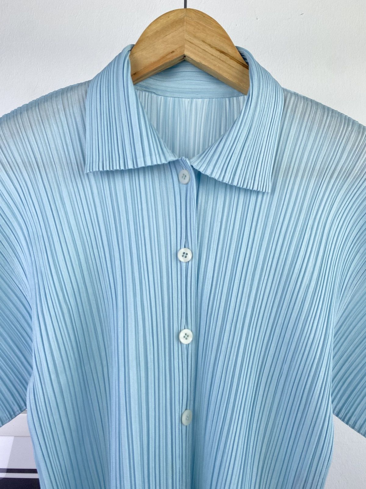 Pleats Please Issey Miyake Issey Miyake Pleats Please Baby Blue Button up Blouson Size US M / EU 48-50 / 2 - 3 Thumbnail