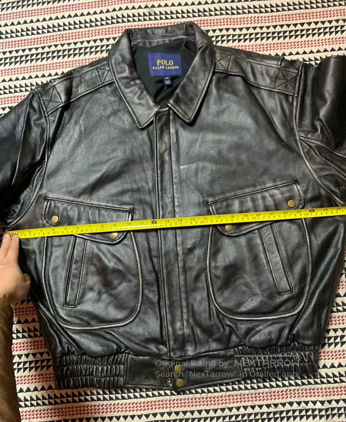 BEANPOLE black leather bomber jacket for men. Size US M / EU 48-50 / 2 - 8 Thumbnail