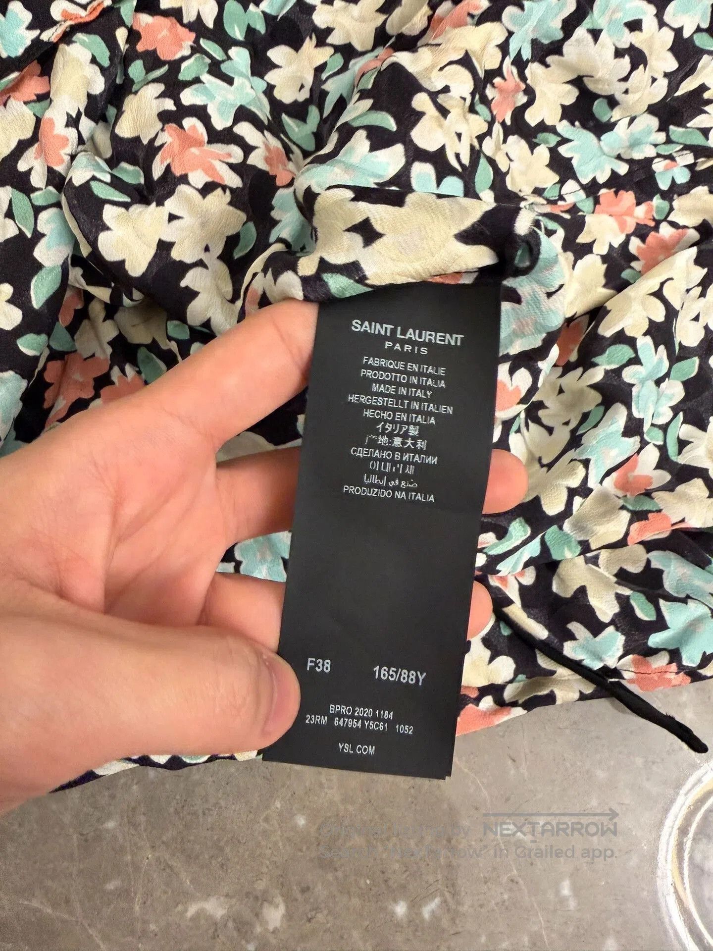 Saint Laurent Paris Floral Puff Sleeve Silk Dress. Size S / US 4 / IT 40 - 6 Thumbnail