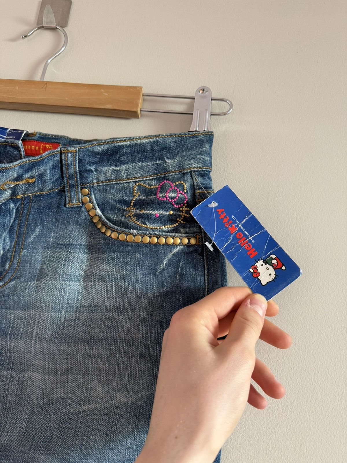Vintage Hello Kitty Denim Mini Skirt Studded Y2K Rare Size 27" / US 4 / IT 40 - 8 Thumbnail
