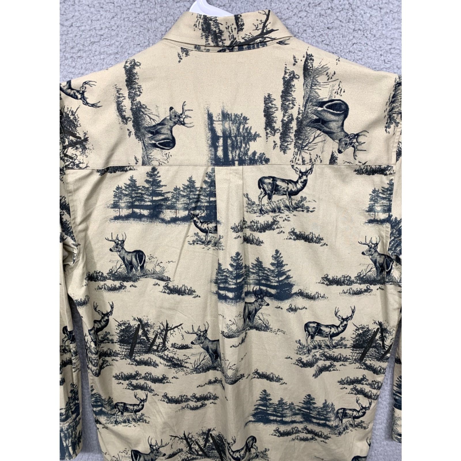 Vintage Natural Issue Shirt Men Button-Up Wrinkle Free 1 Pocket Black Tan Drk Green Woods & Deer Casual Size US S / EU 44-46 / 1 - 5 Thumbnail