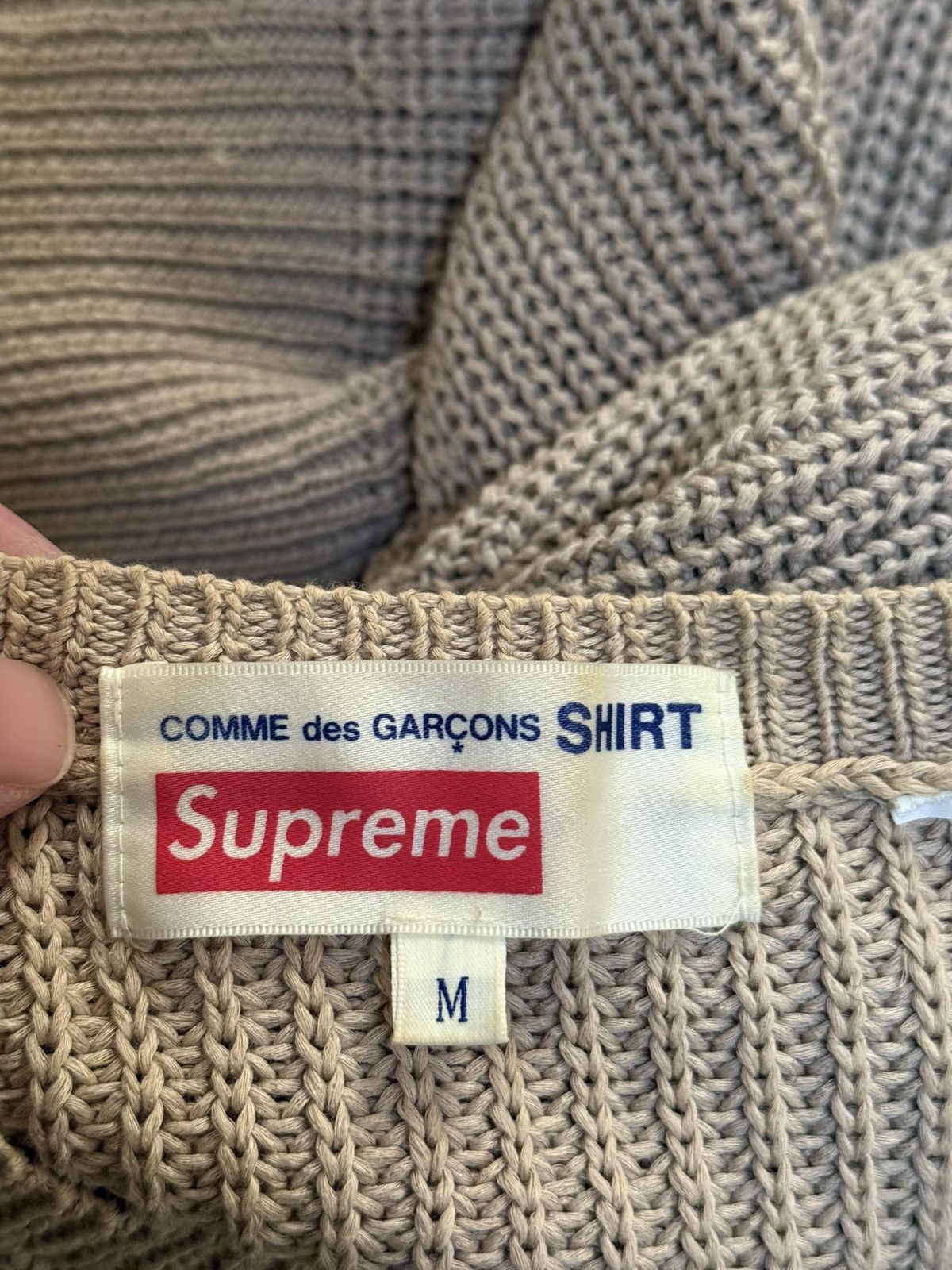 Supreme cdg tan sweater