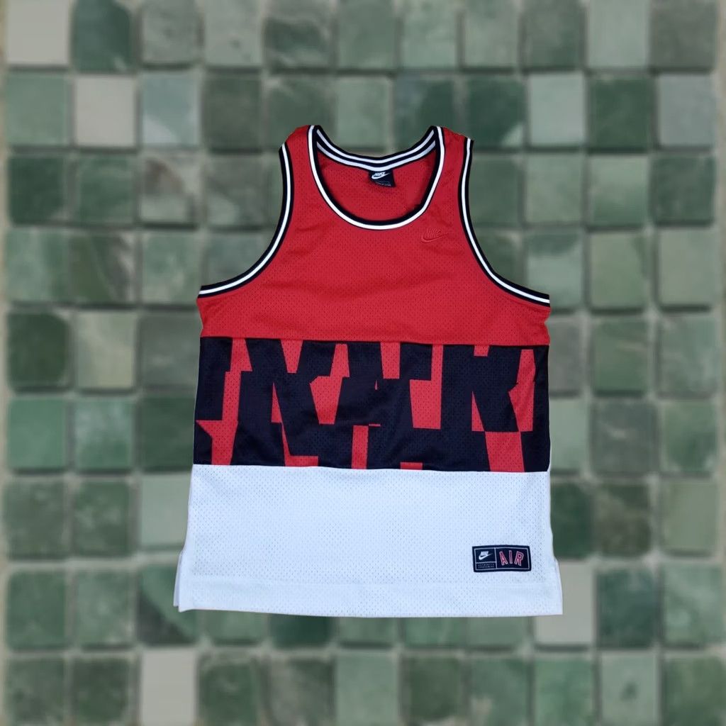 Nike VINTAGE Nike MEN'S TANK TOP BASKETBALL JERSEY SZ LARGE Shirt Mens Gray Cotton Jersey Short Sleeve Round Neck 90s USA Band Retro Rock Tropical USA Size US L / EU 52-54 / 3 - 1 Thumbnail