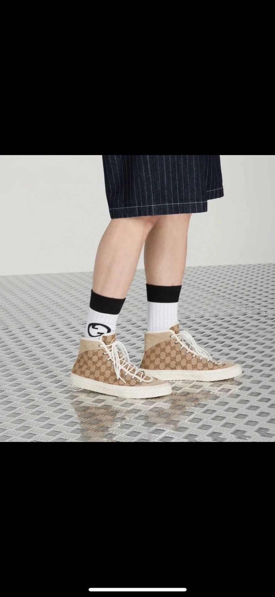 Gucci gucci beige high-top canvas leather sneakers Size US 6.5 / EU 39-40 - 9 Thumbnail