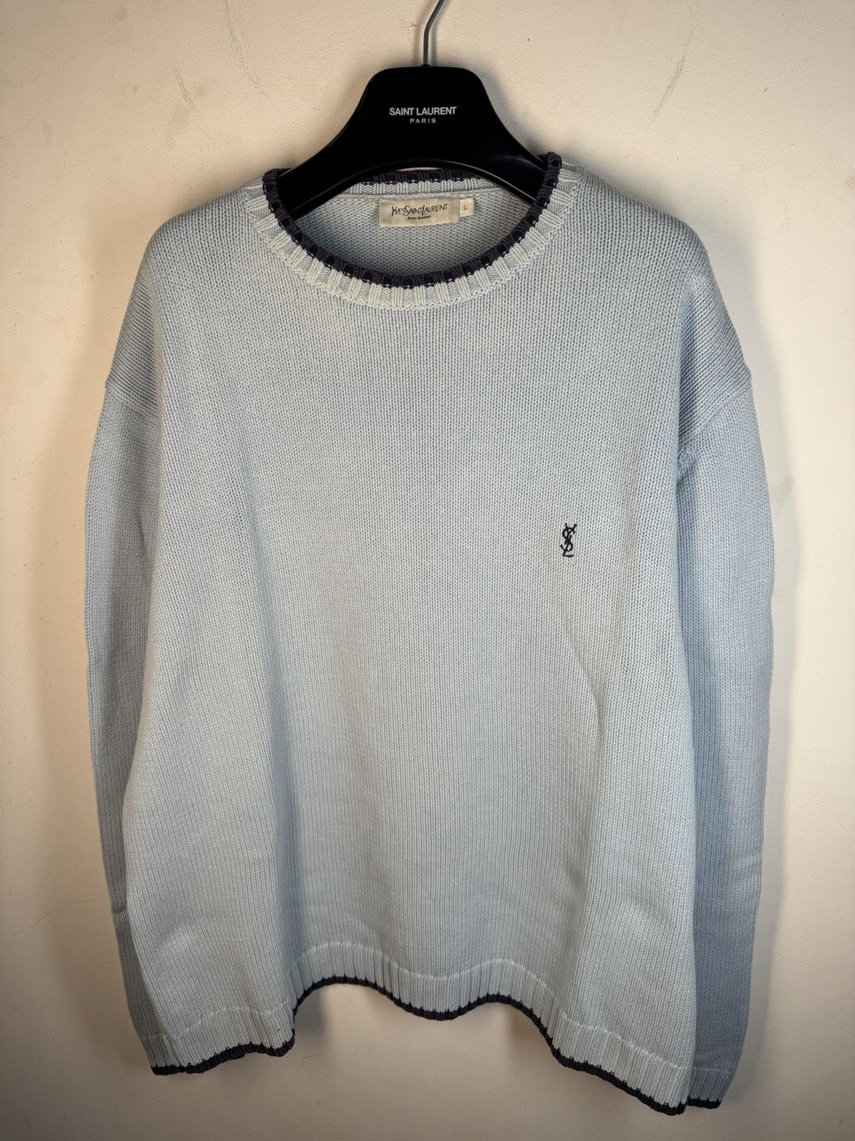 Yves Saint Laurent Blue YSL Sweater Knit Size US L / EU 52-54 / 3 - 2 Thumbnail