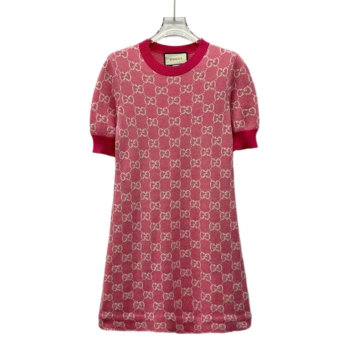Gucci Gucci Pink Logo Jacquard All-over Printed Wool Knit Dress Size XS / US 0-2 / IT 36-38 - 1 Thumbnail